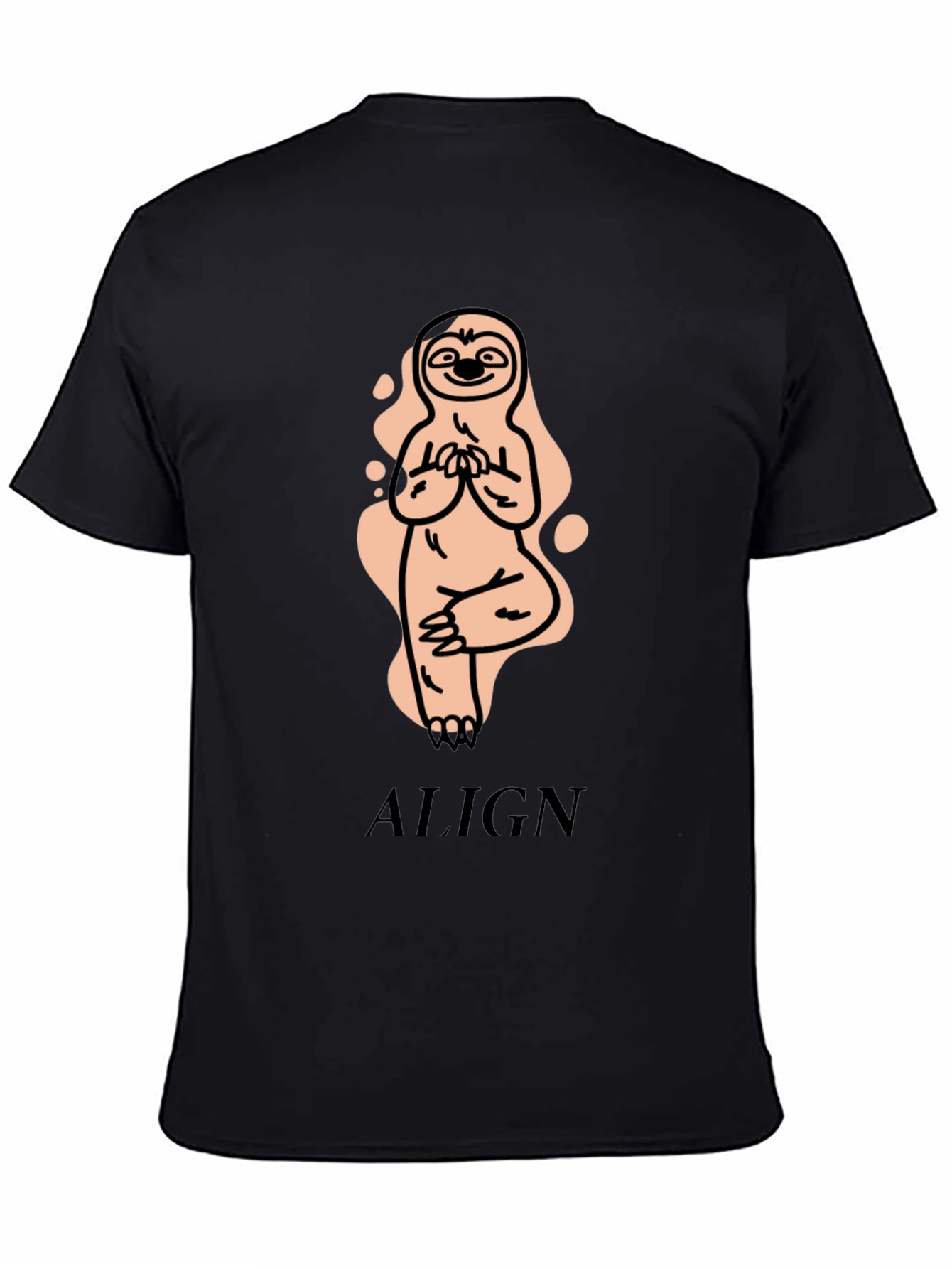 Black Yoga Sloth T-Shirt - Align Yourself view 4