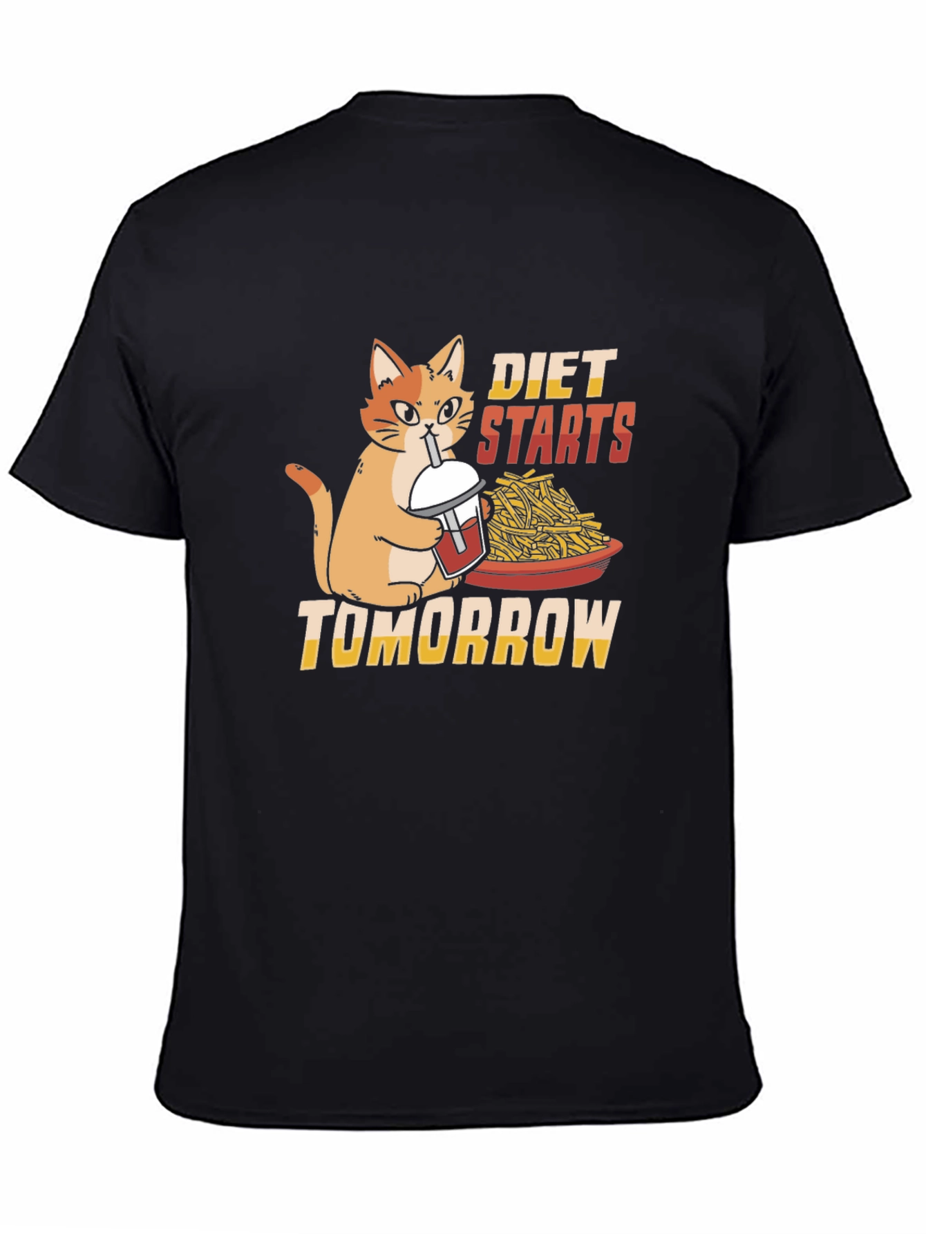 Black Diet Starts Tomorrow Funny Cat T-Shirt view 4