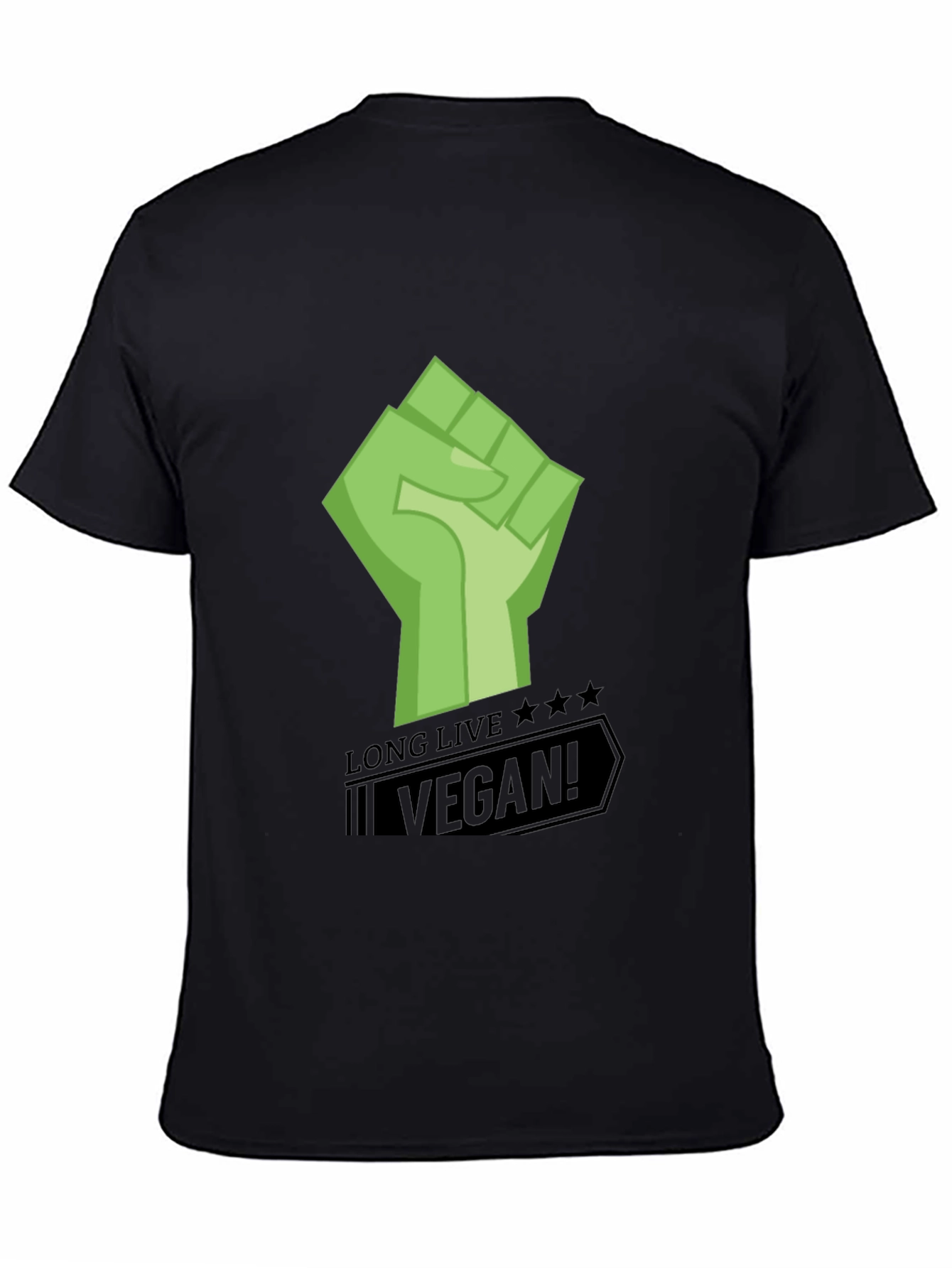 Black Long Live Vegan Graphic Print Black T-Shirt view 4
