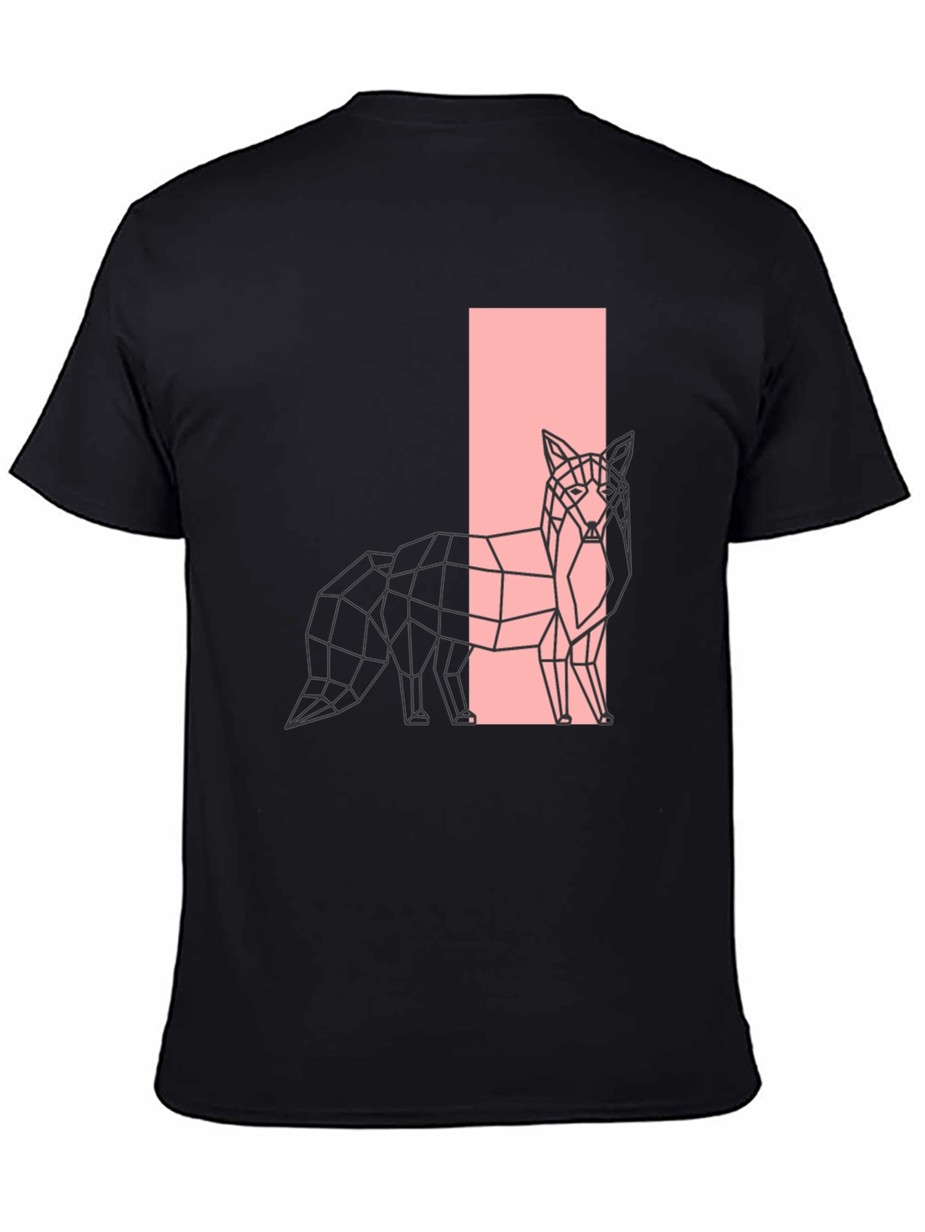 Black Geometric Fox Graphic Black T-Shirt view 4