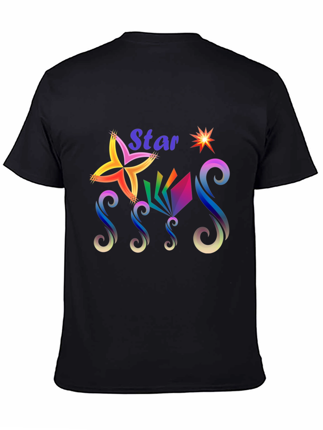 Black Star Graphic Print Black T-Shirt view 4