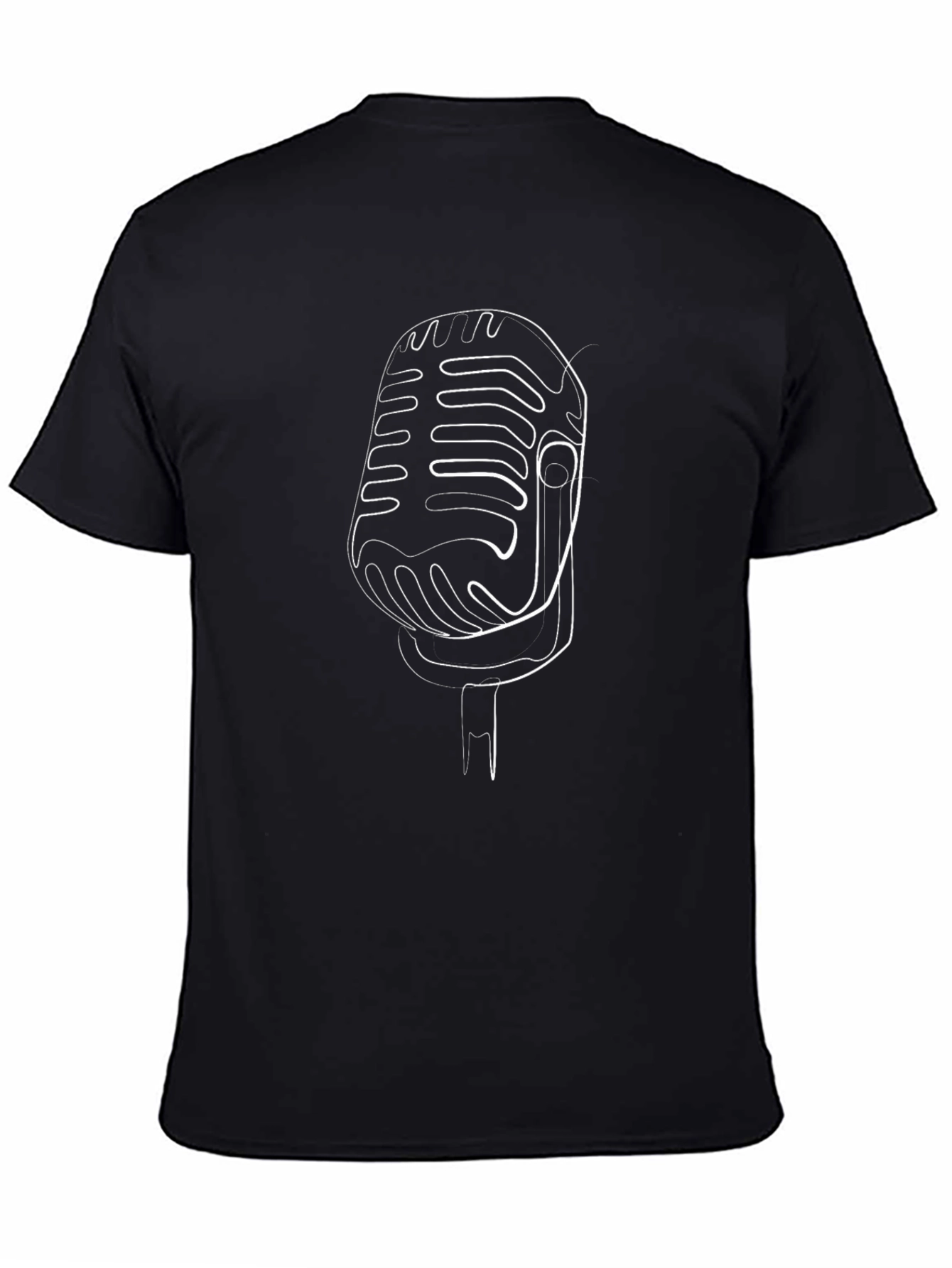 Black Retro Microphone Graphic Tee - Classic Style view 4