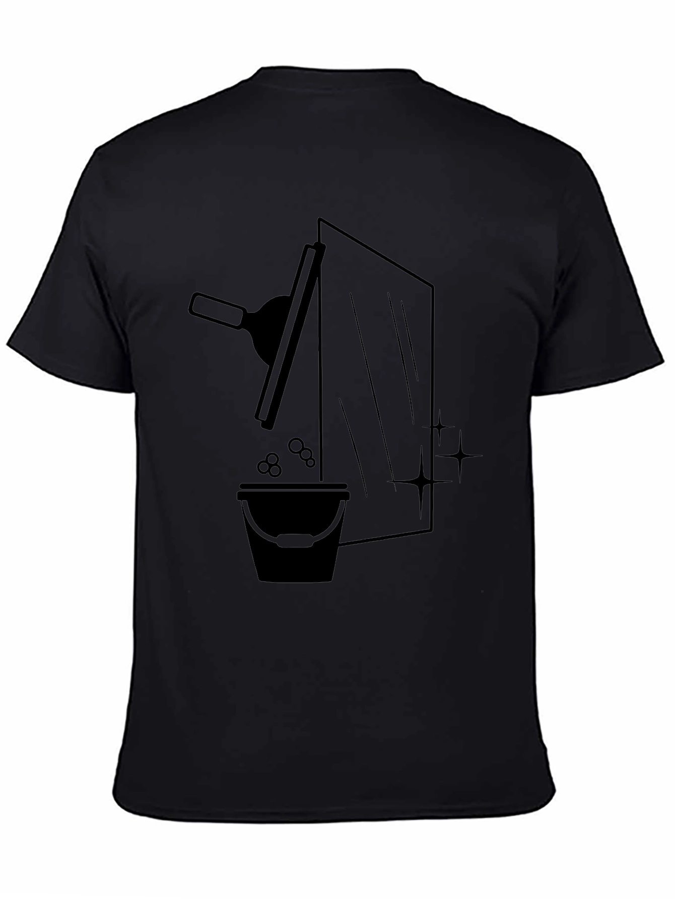 Black Window Washer Graphic Tee - Black Crew Neck T-Shirt view 4
