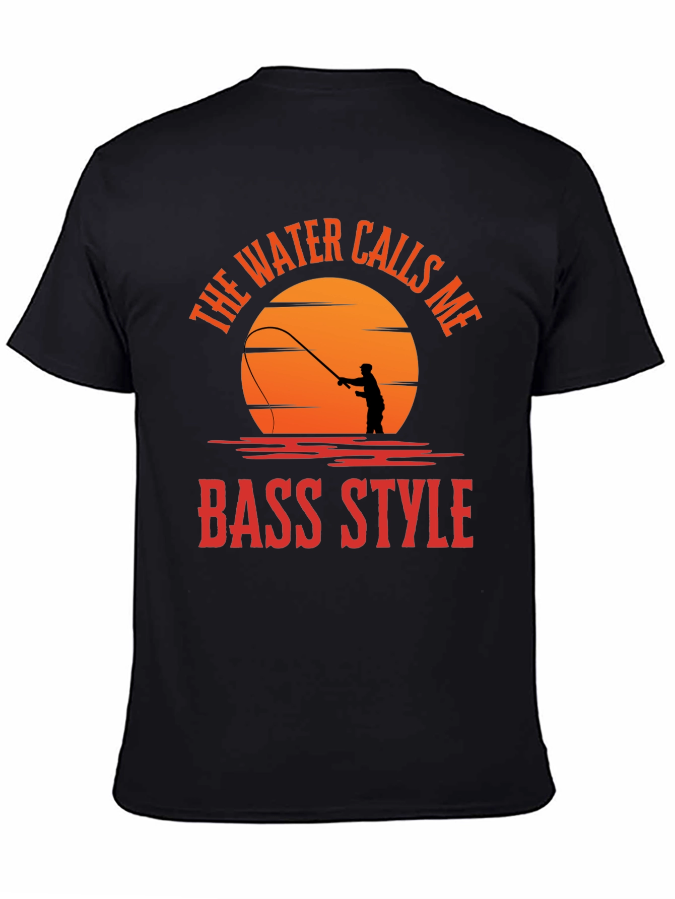 Black Bass Style Fishing T-Shirt - Water Calls Me view 4