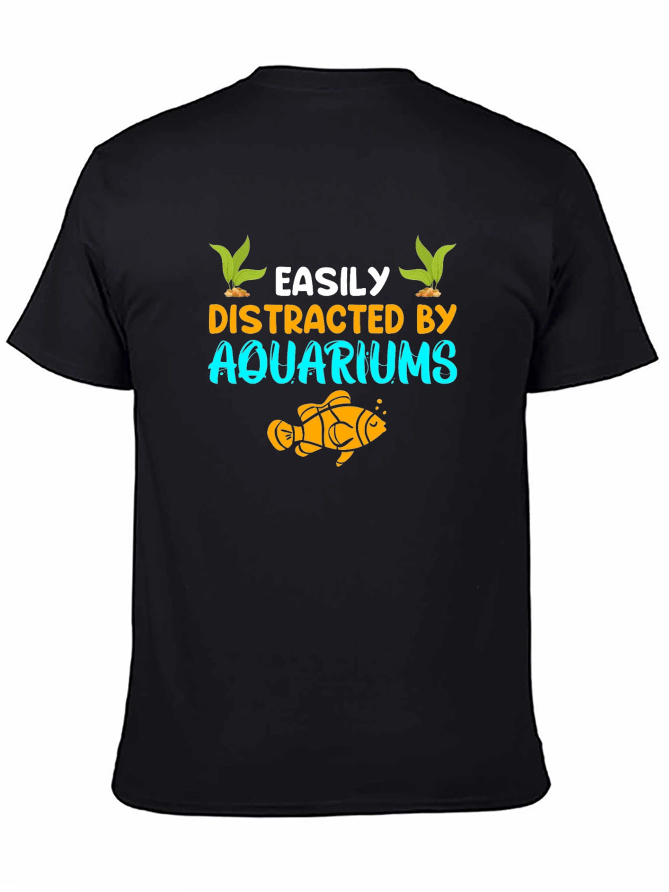 Black Easily Distracted by Aquariums Graphic T-Shirt view 4