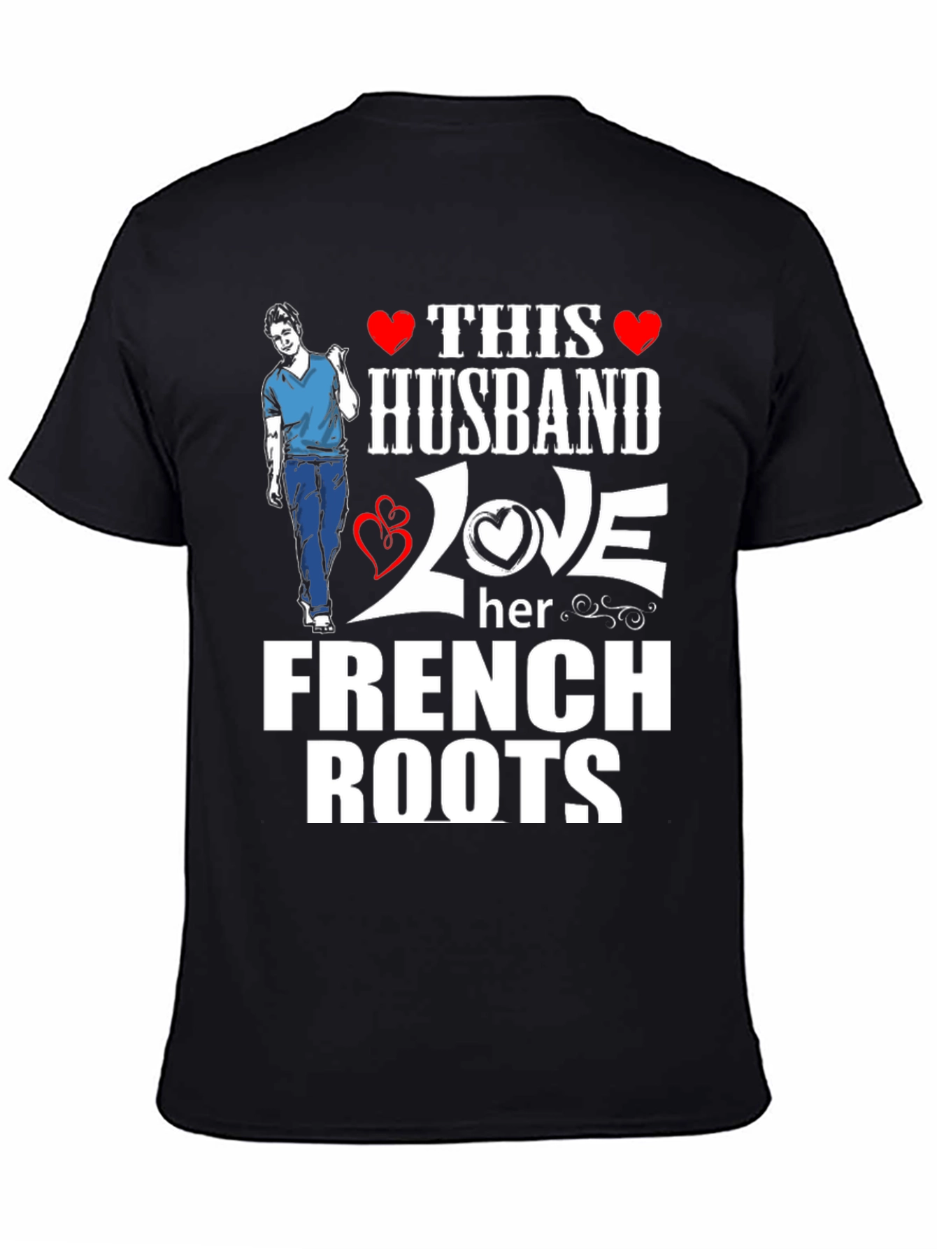 Black Husband Loves French Roots Graphic T-Shirt view 4