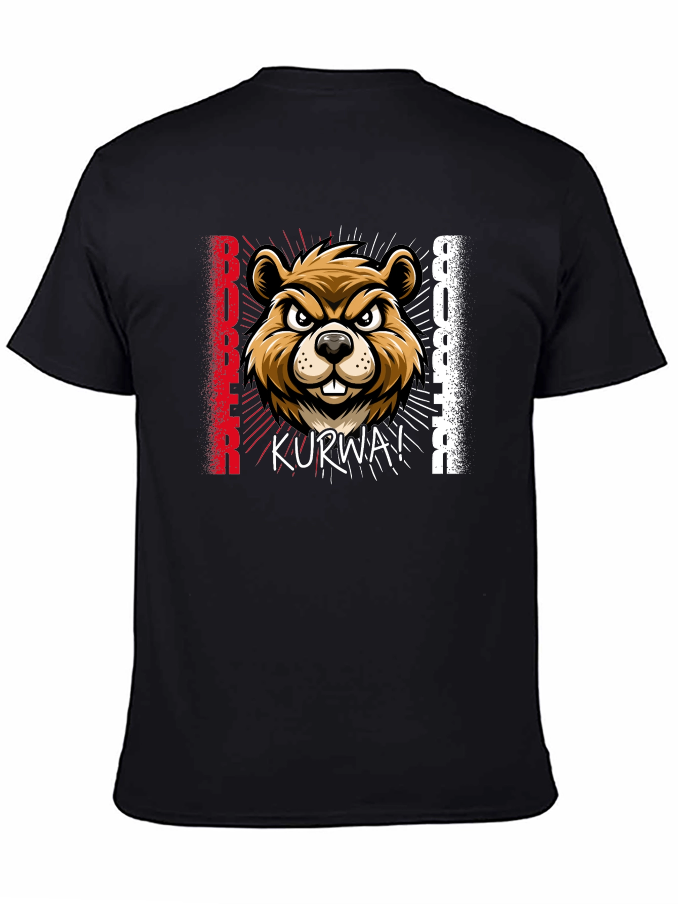 Black Bóbr Kurwa! Beaver T-Shirt - Funny Polish Pride view 4