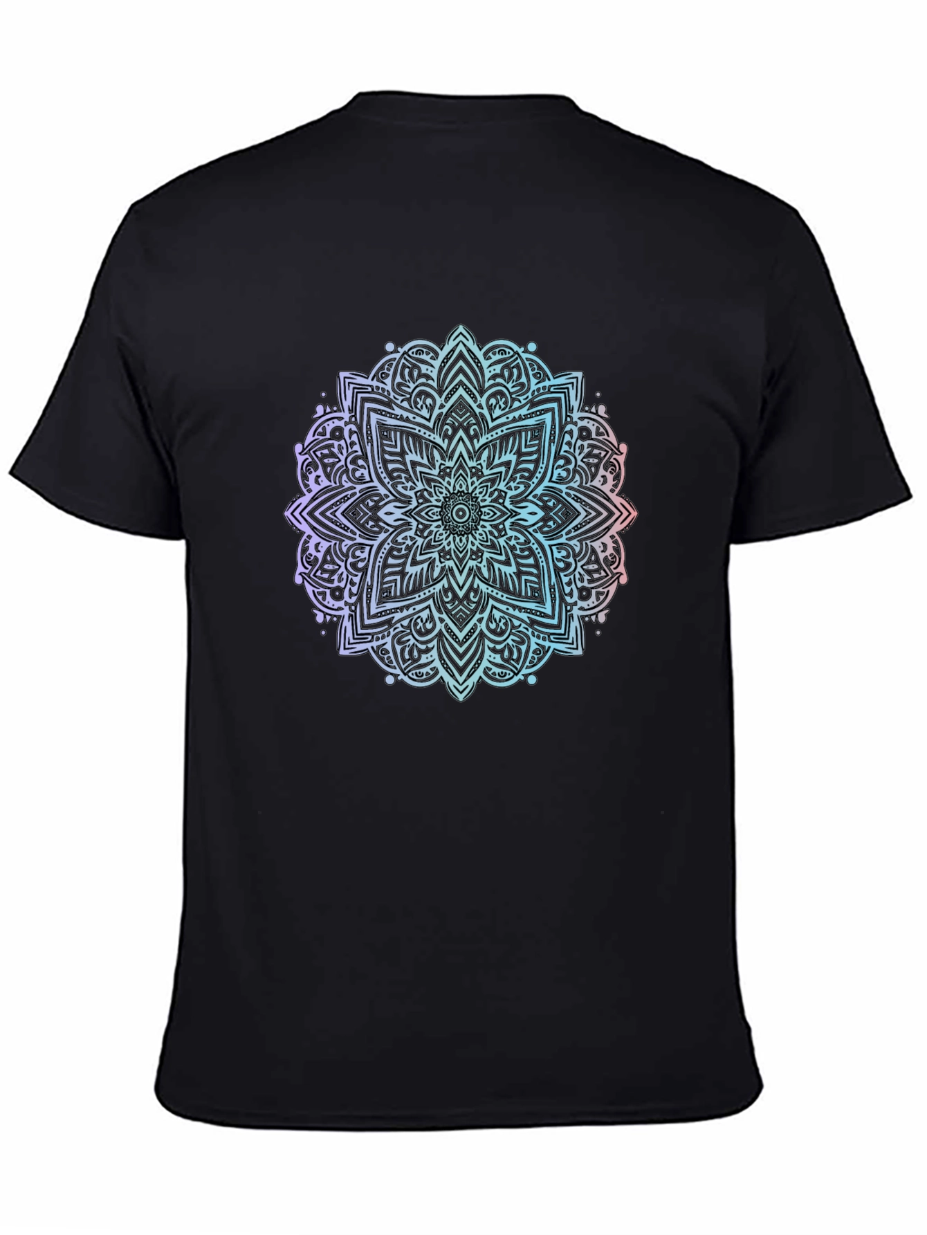 Black Mandala Print Black T-Shirt view 4