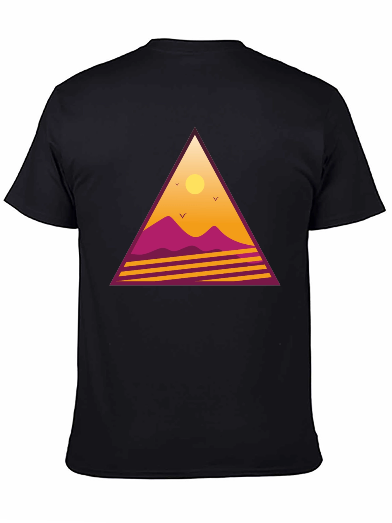 Black Retro Sunset Triangle Graphic Tee - Black view 4