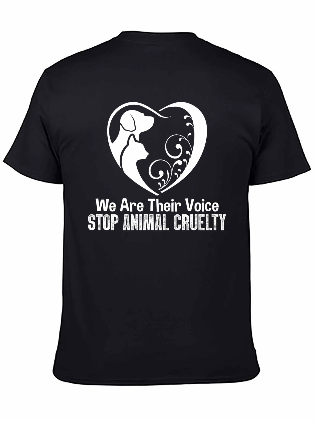 Black Animal Rights T-Shirt - Stop Animal Cruelty Design view 4