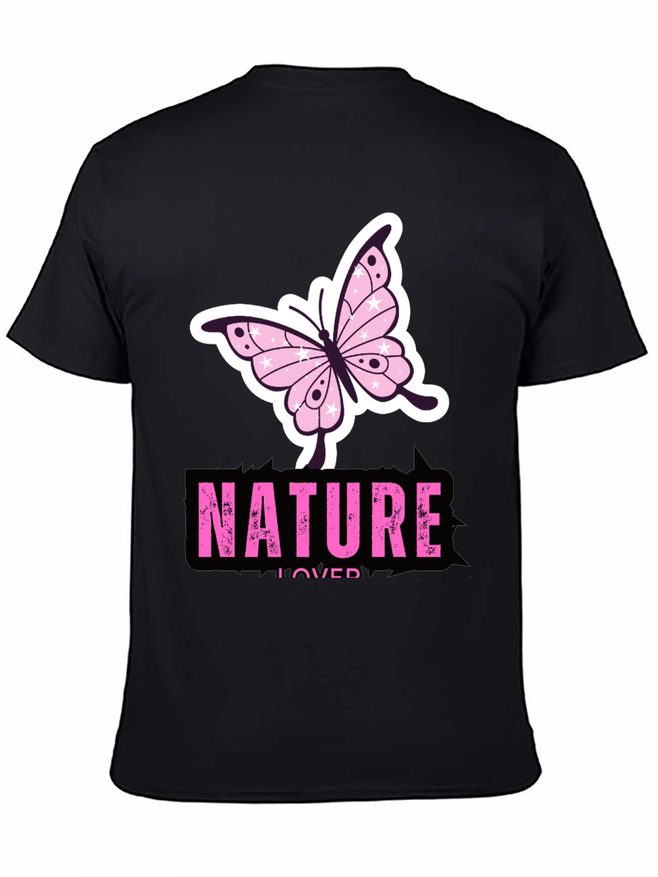 Black Nature Lover Butterfly Graphic T-Shirt view 4