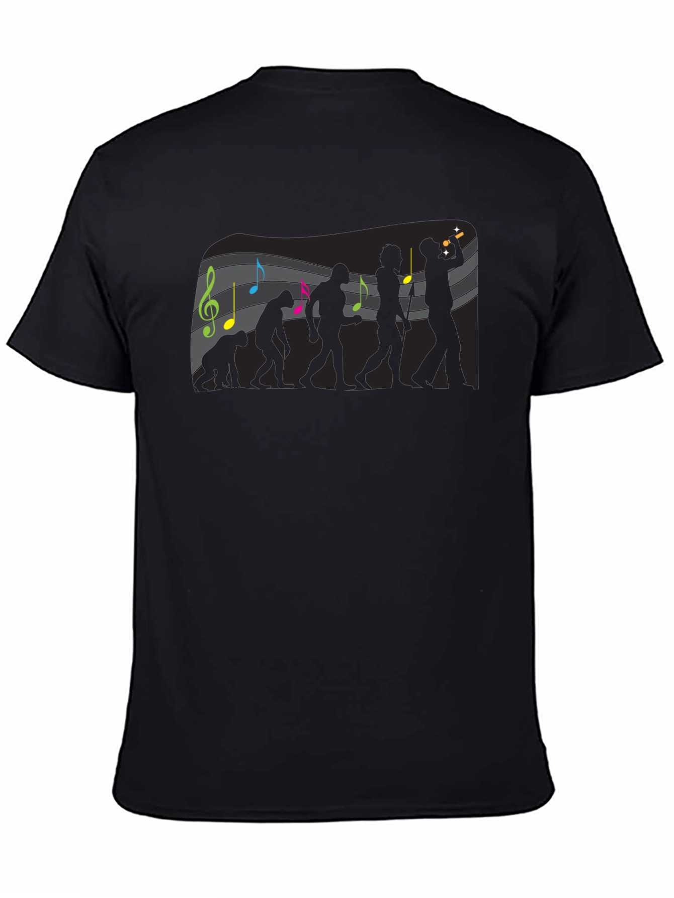 Black Evolution of Music Men's Black Graphic Tee view 4