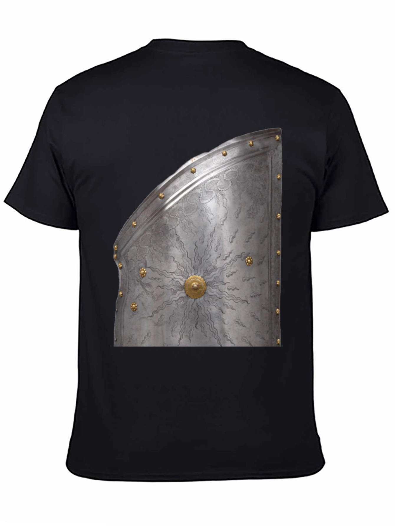 Black Medieval Knight Armor Graphic Tee - Unique Design view 4