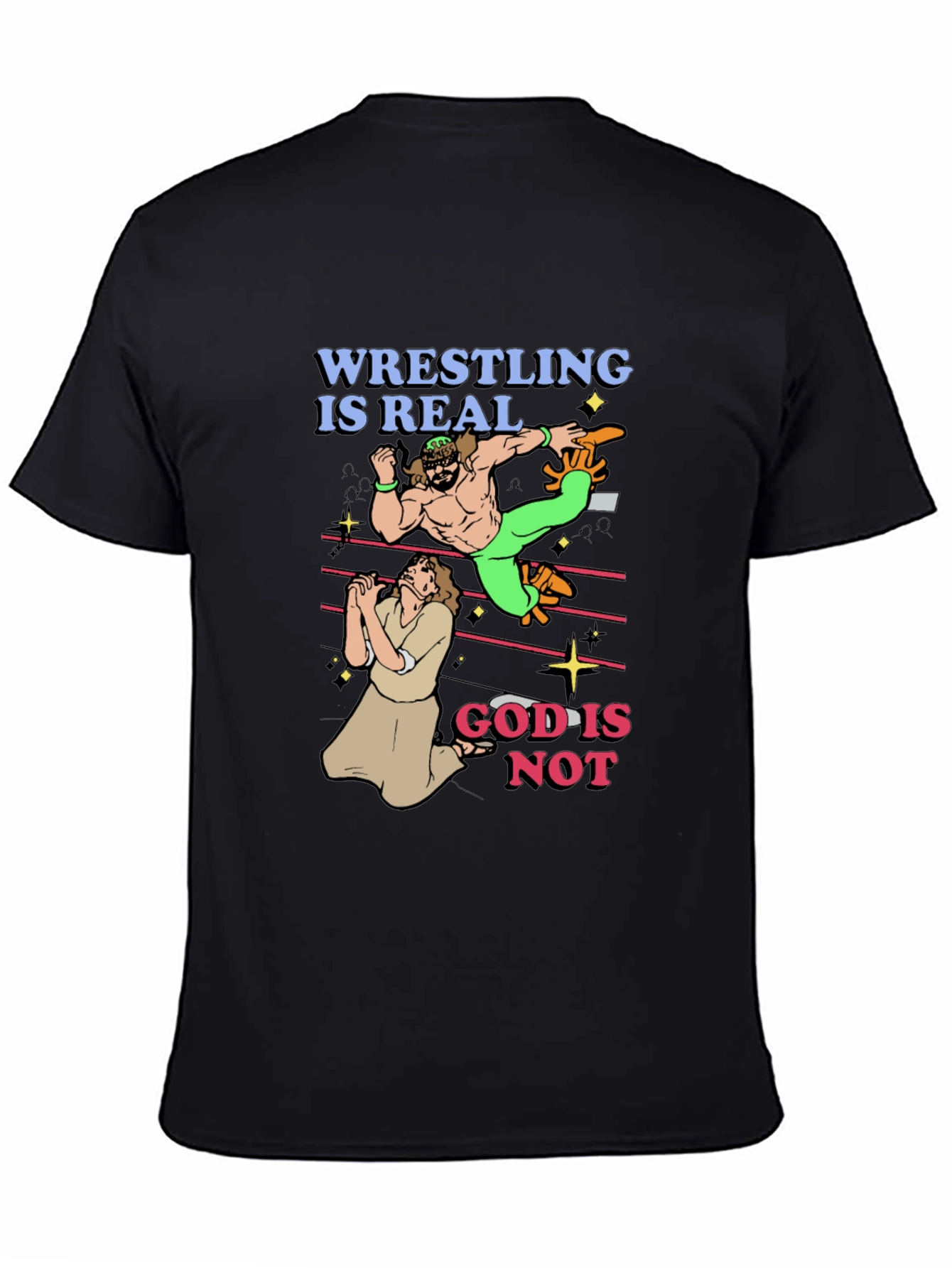 Black Wrestling is Real - Funny Graphic T-Shirt view 4
