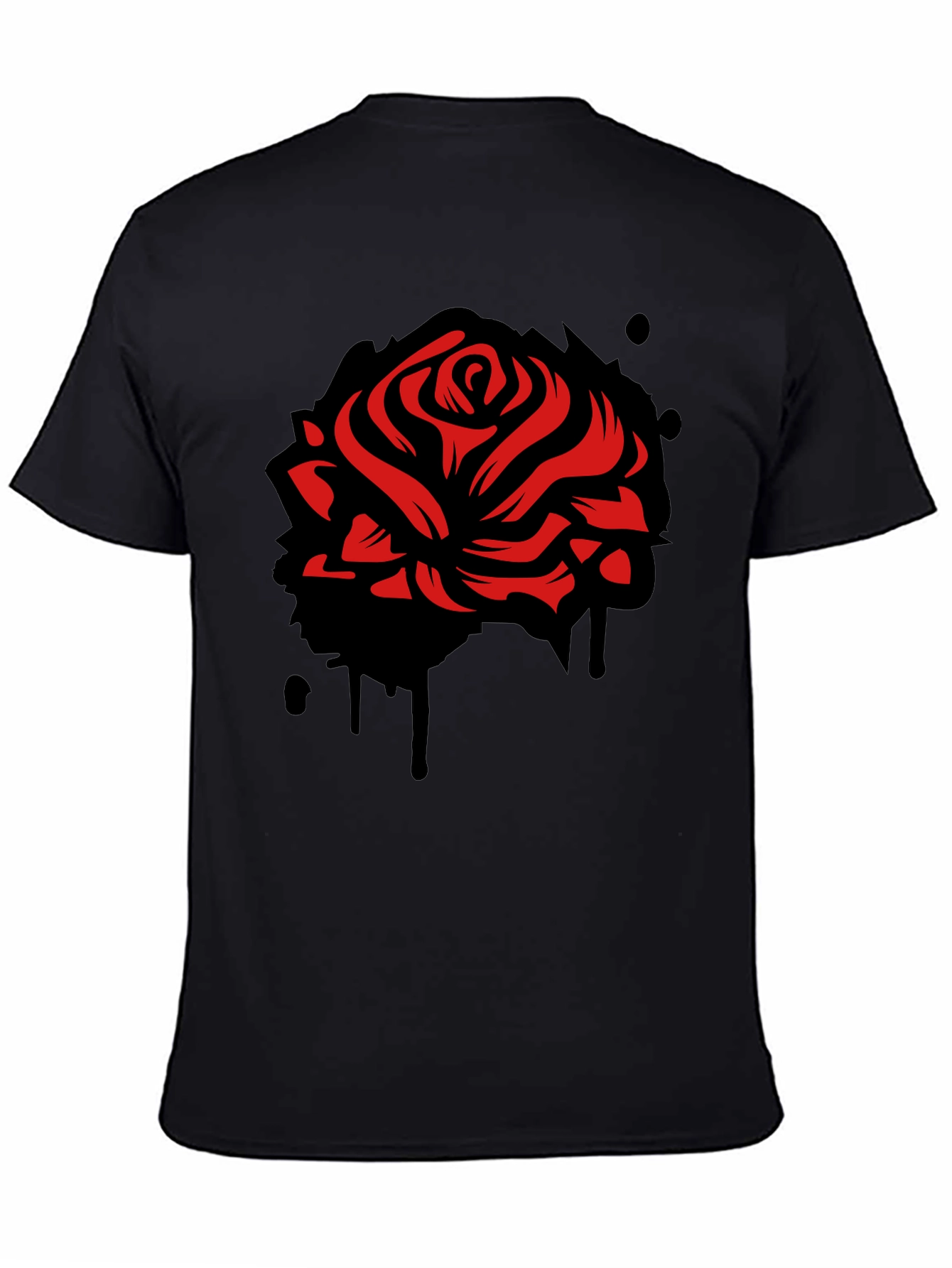 Black Red Rose Graphic Black T-Shirt view 4