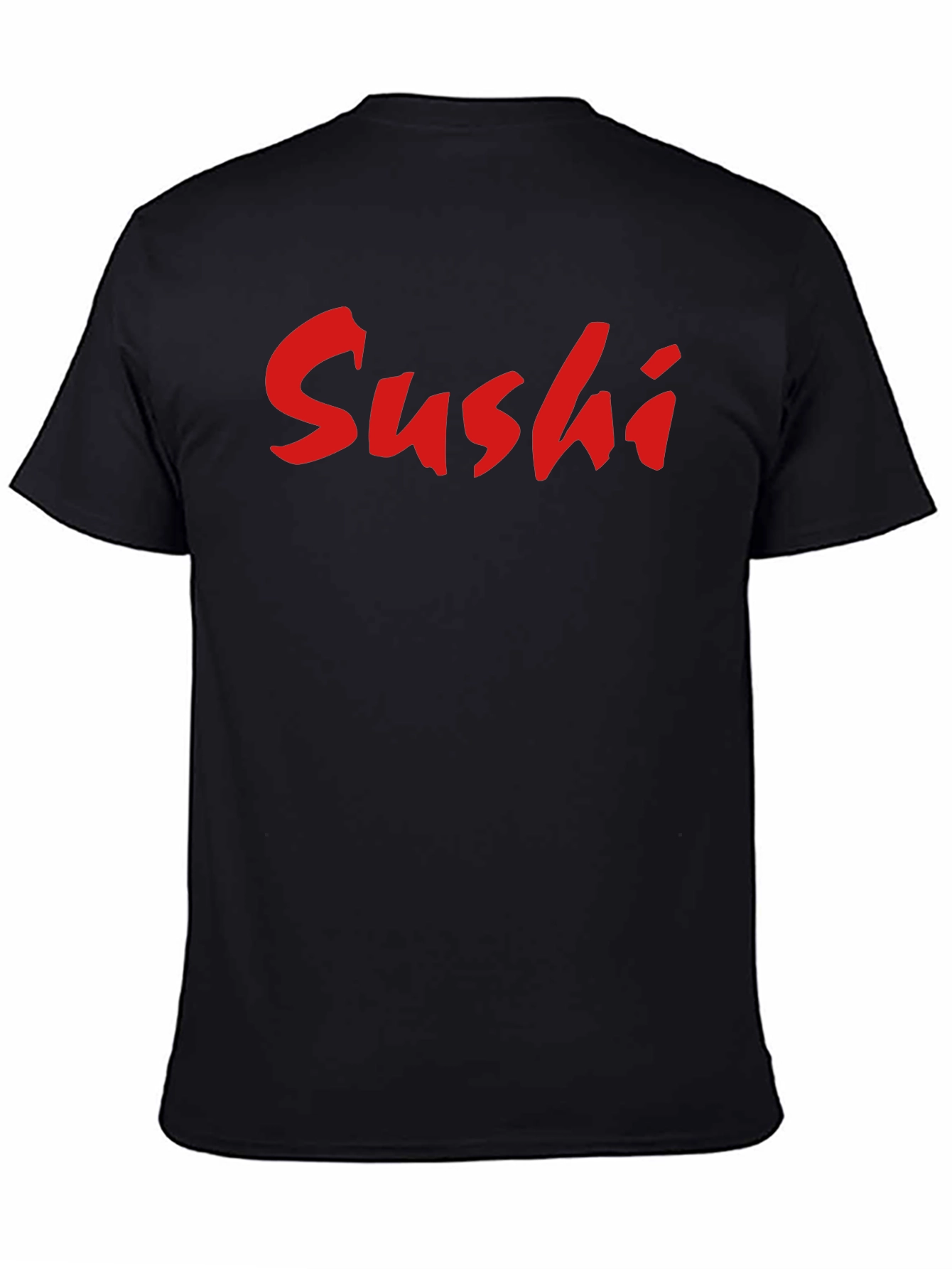 Black Sushi Graphic Tee - Black Cotton Blend Casual Wear view 4