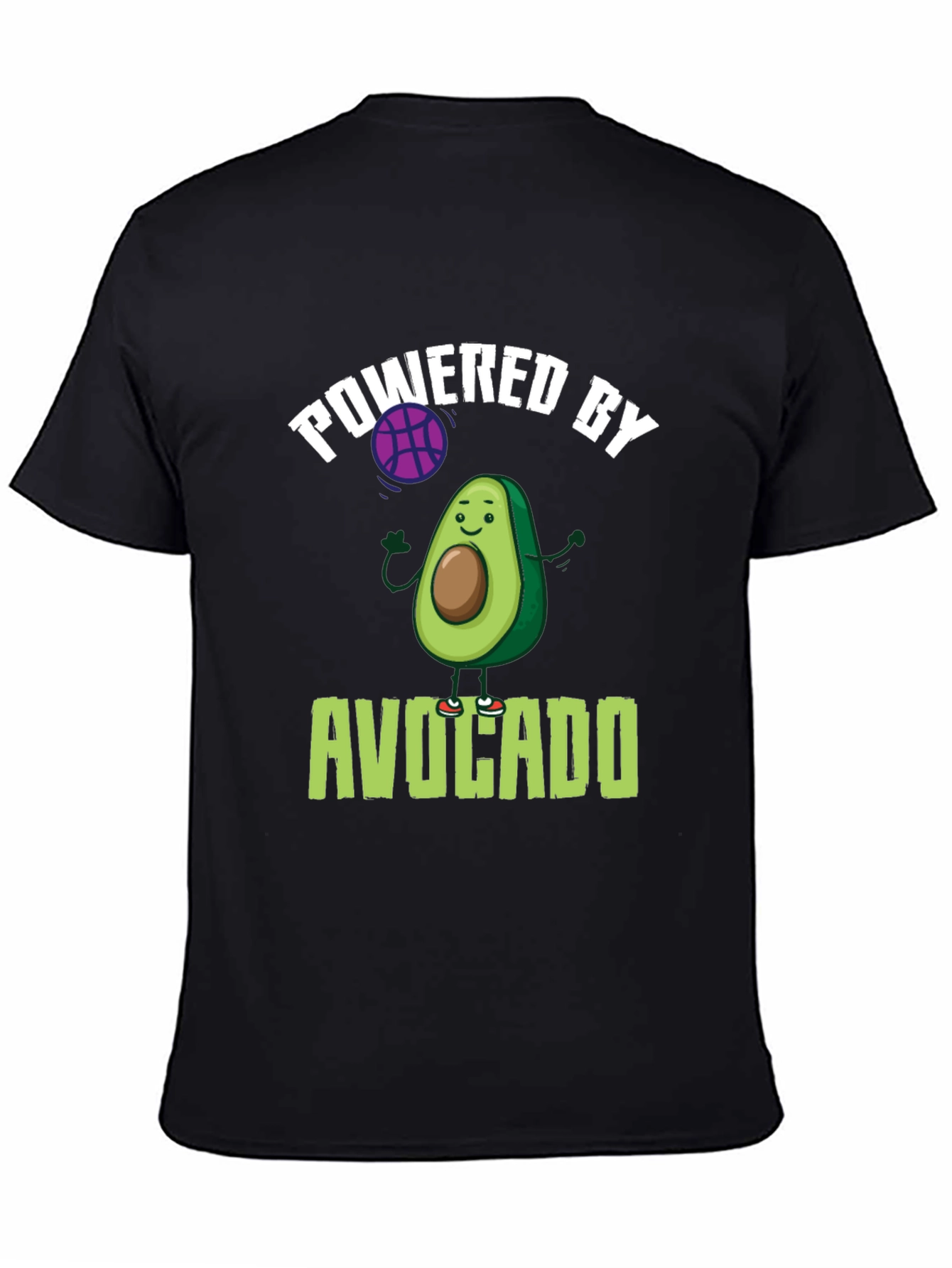 Black Powered by Avocado Black T-Shirt view 4