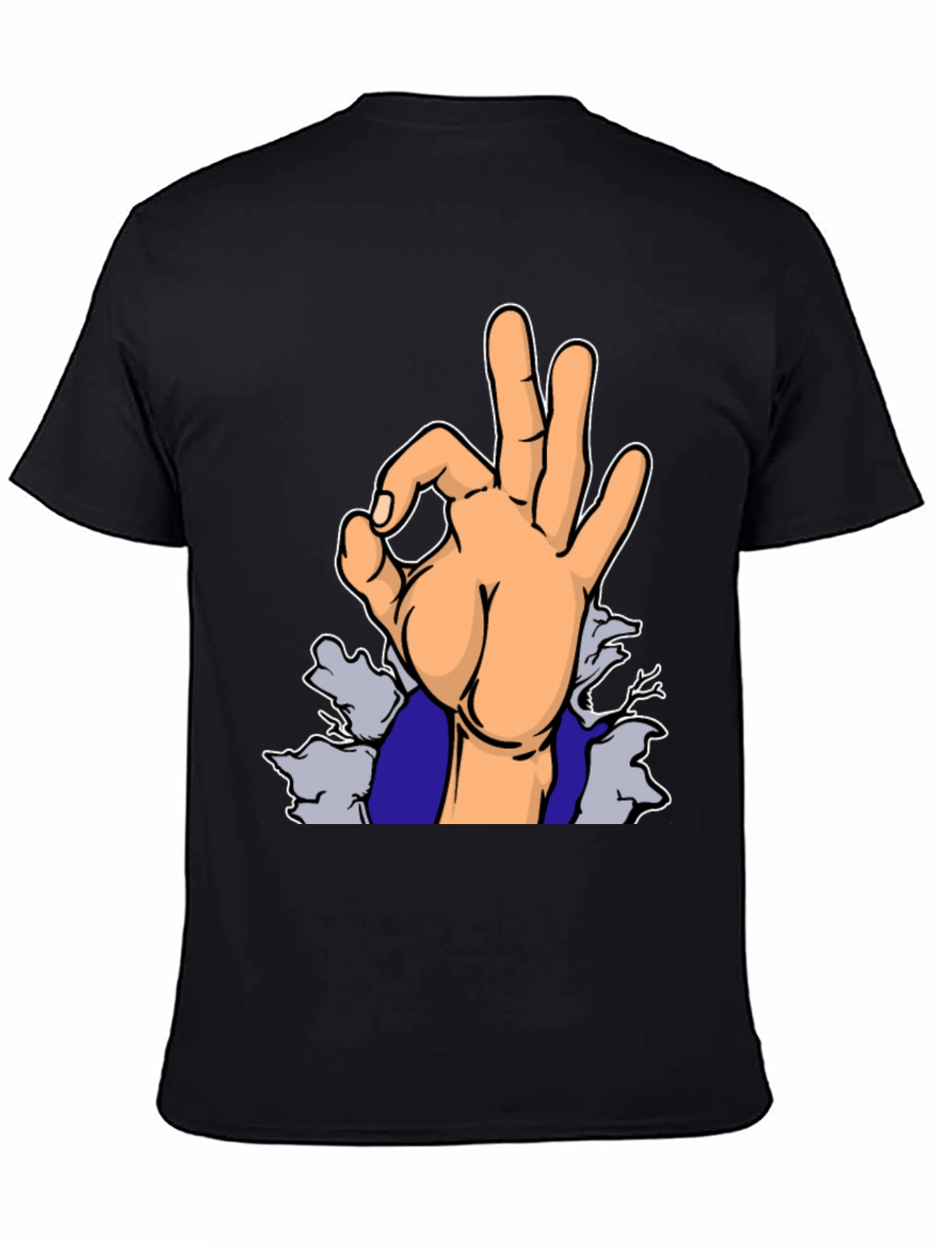 Black "OK" Hand Gesture Graphic T-Shirt view 4