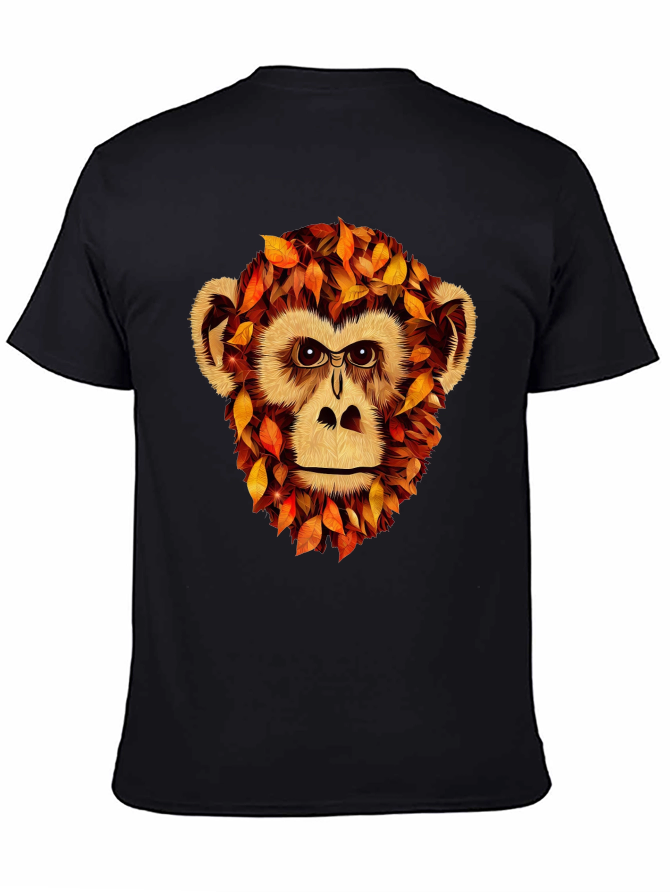 Black Autumn Monkey Graphic T-Shirt - Unique Fall Apparel view 4