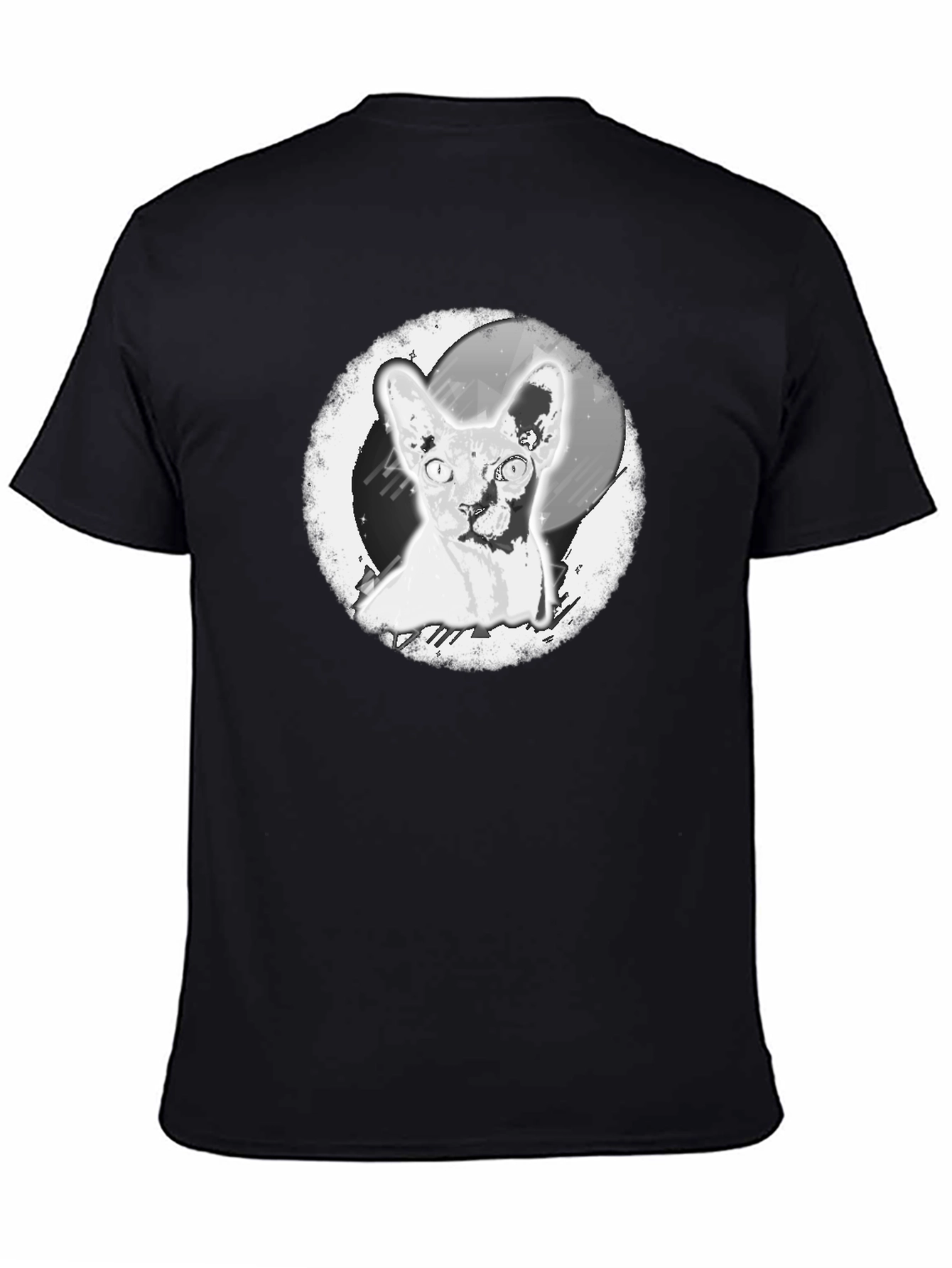 Black Sphynx Cat Graphic Print Black T-Shirt view 4