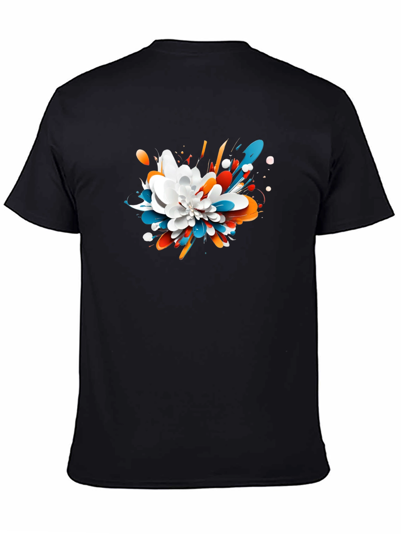 Black Abstract Floral Graphic Black T-Shirt view 4