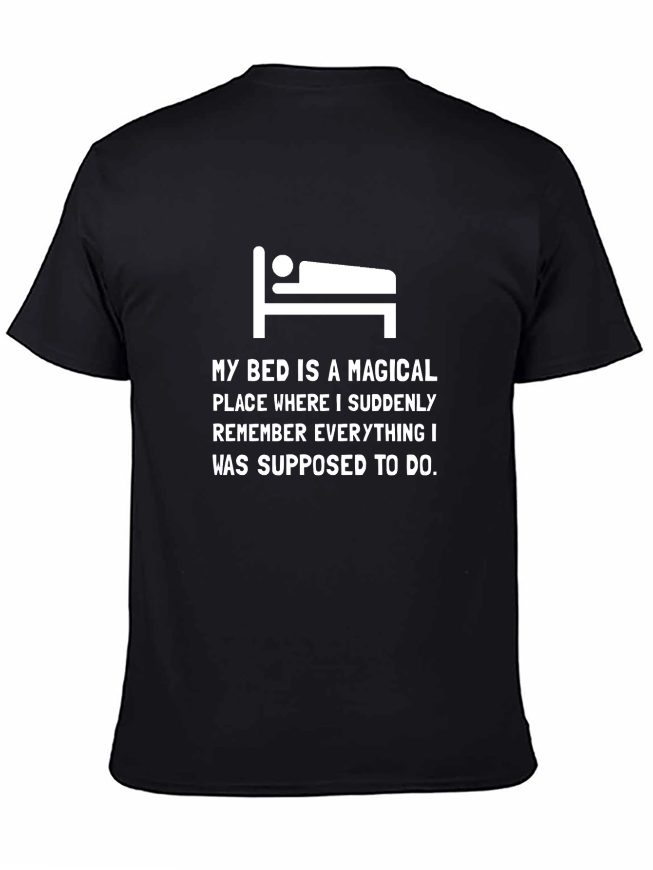 Black Magical Bed T-Shirt Funny Slogan Tee view 4