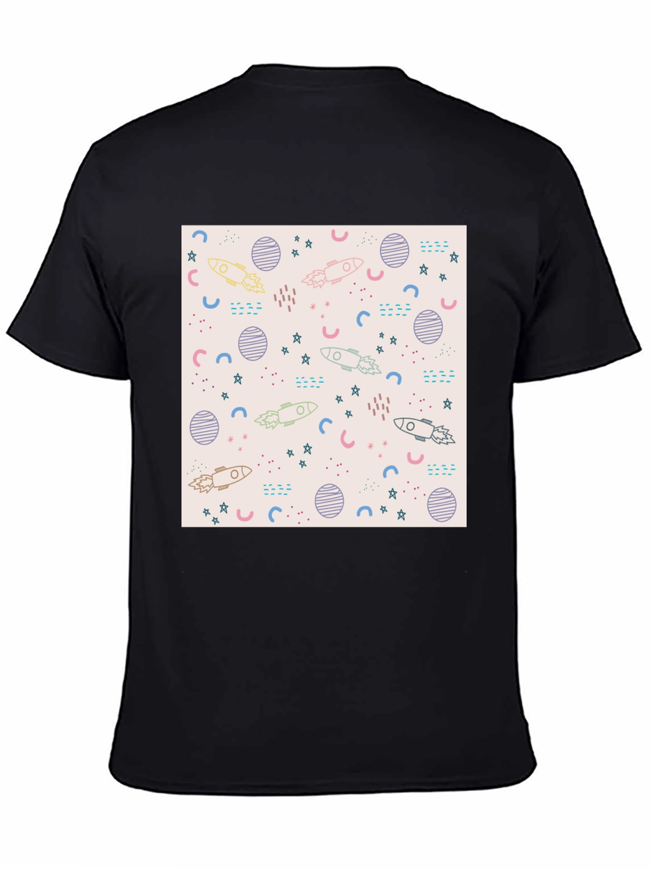 Galaxy Rocket Print Black T-Shirt - 4