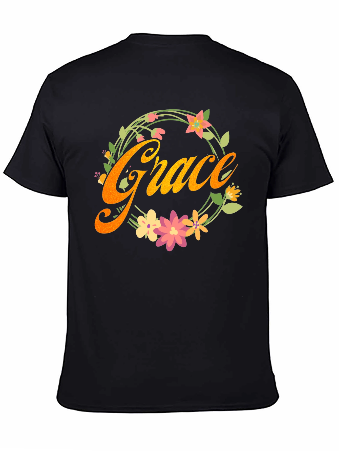 Black Grace Floral Wreath Graphic Tee - Stylish Comfort view 4