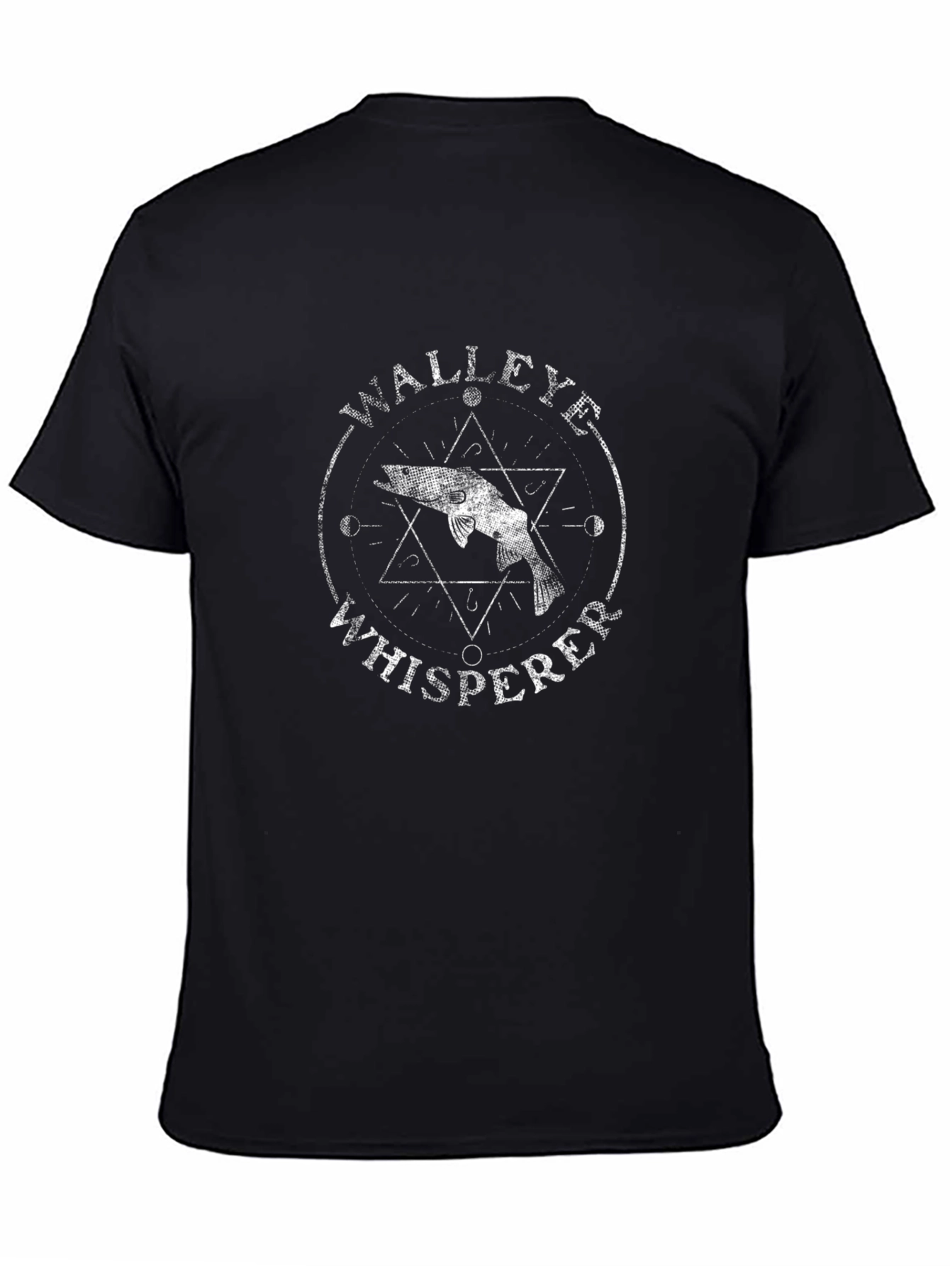 Black Walleye Whisperer Graphic T-Shirt - Black Cotton Tee view 4