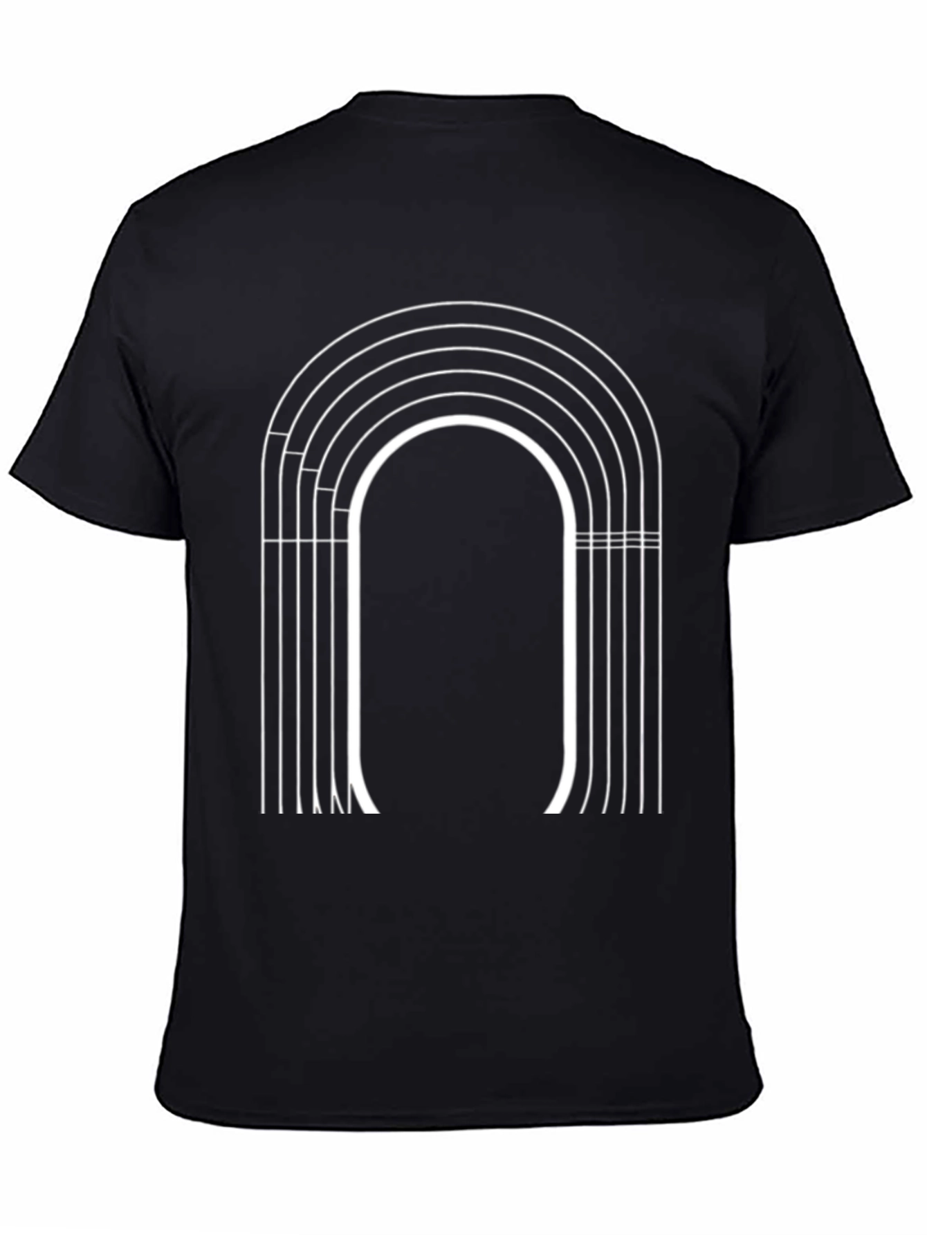 Black Retro Arc Graphic Tee - Black Short Sleeve Casual Shirt view 4
