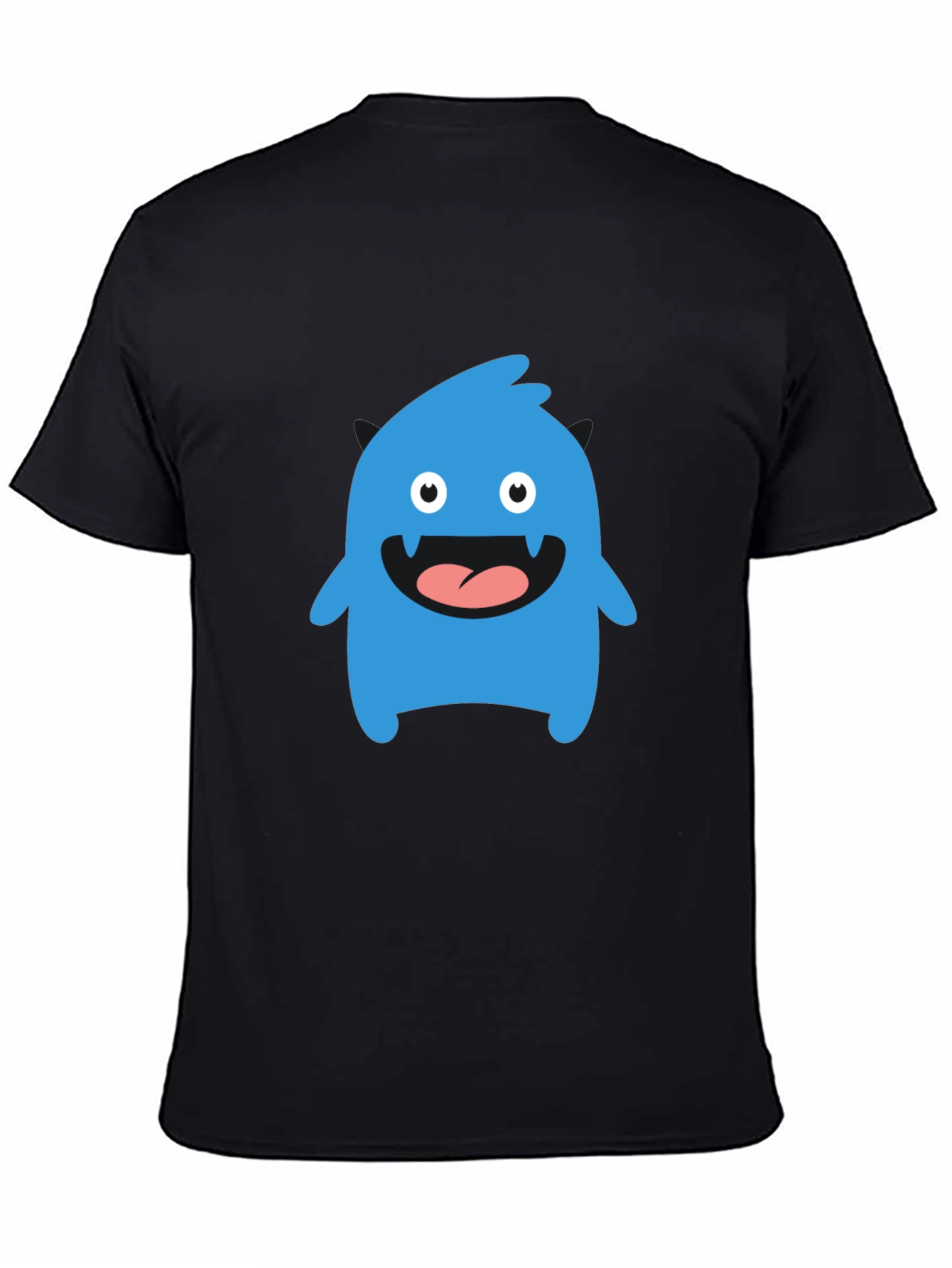 Black Fun Blue Monster Graphic Tee - Black Cotton T-Shirt view 4