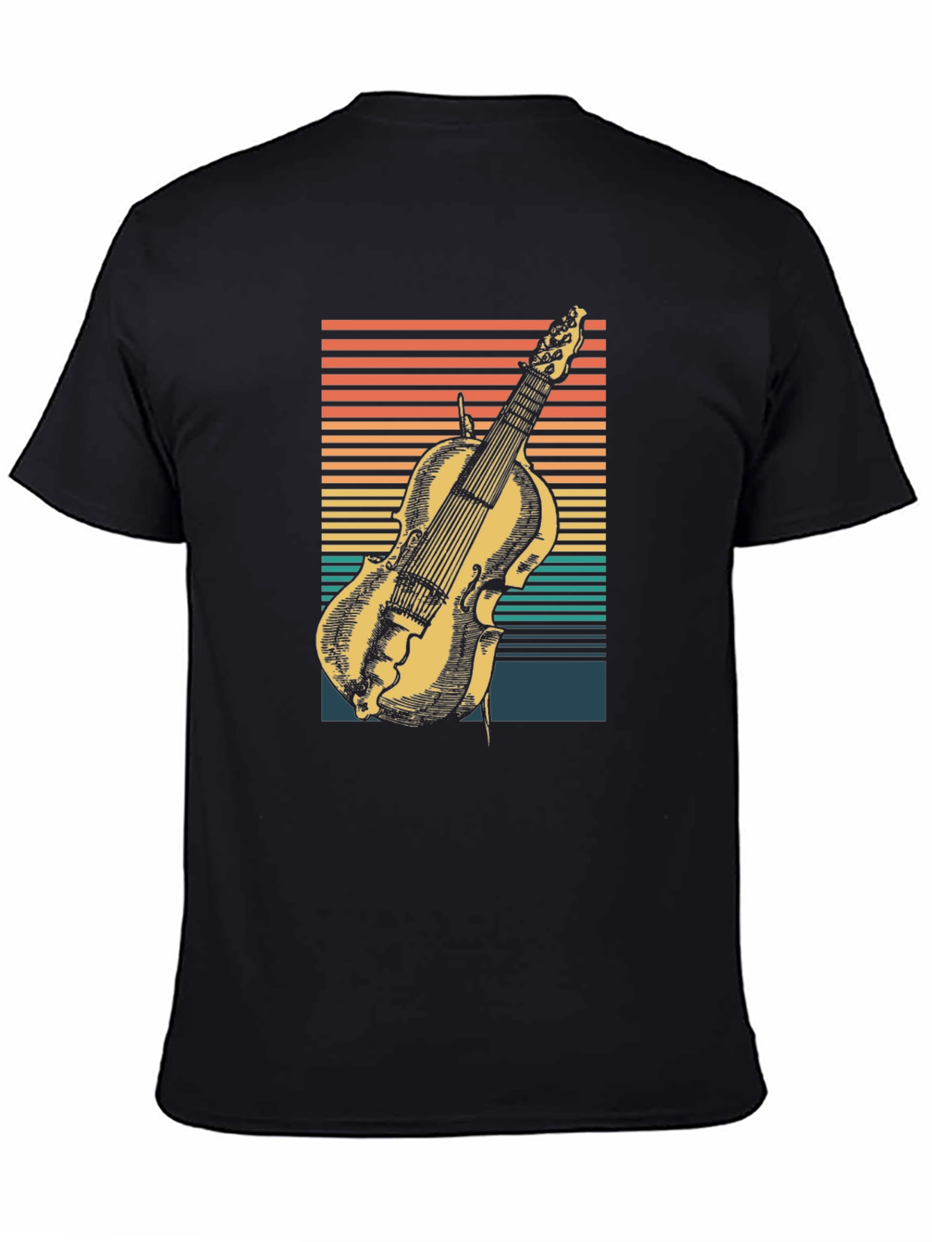 Black Vintage Violin T-Shirt - Retro Music Lover Tee view 4