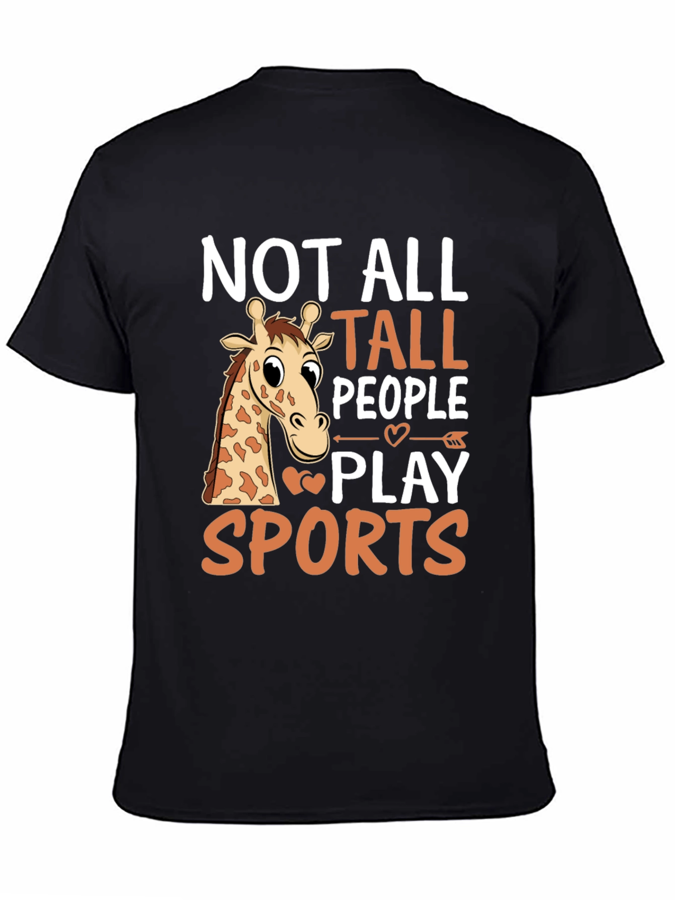 Black Funny Giraffe T-Shirt: Not All Tall People Play Sports view 4
