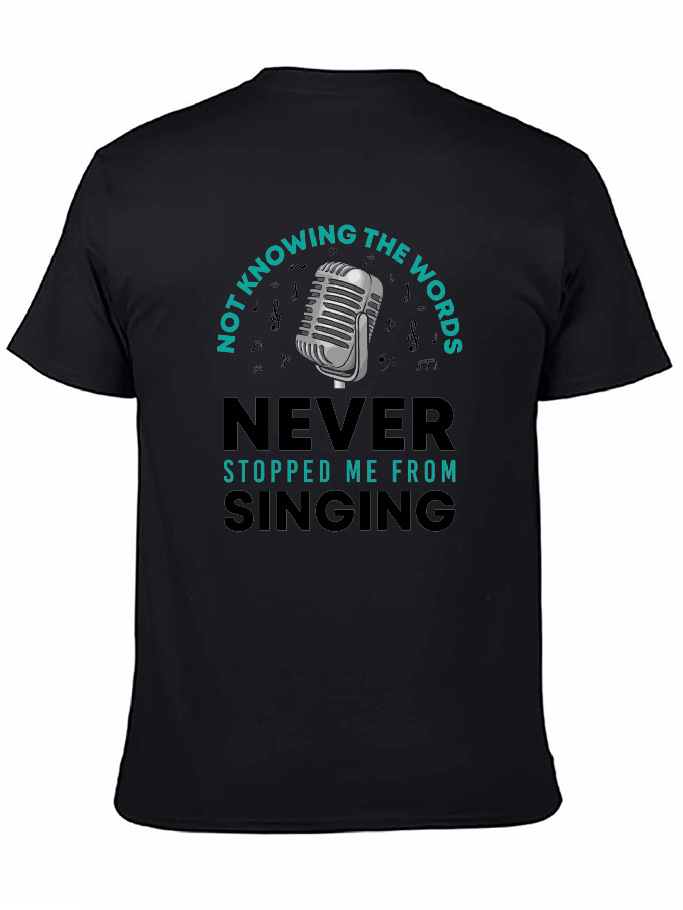 Black Funny Singing T-Shirt - Not Knowing the Words view 4