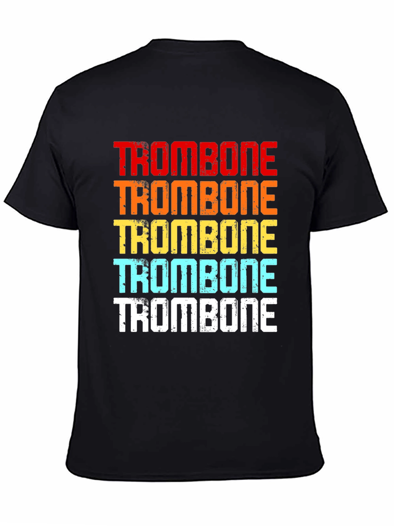 Black Retro Trombone Player Graphic Tee view 4