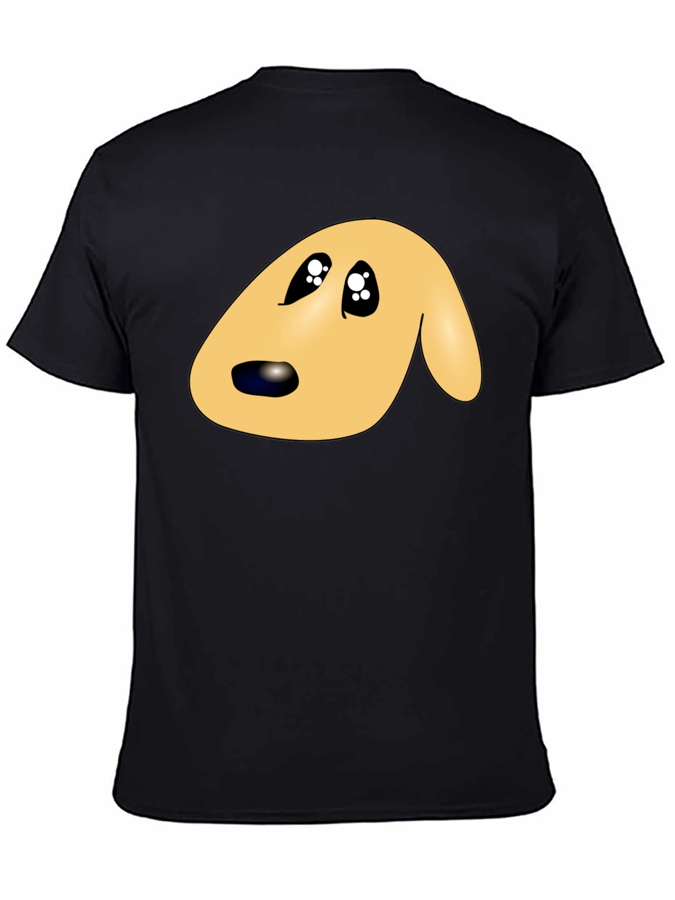 Black Cute Cartoon Dog Face Black T-Shirt view 4
