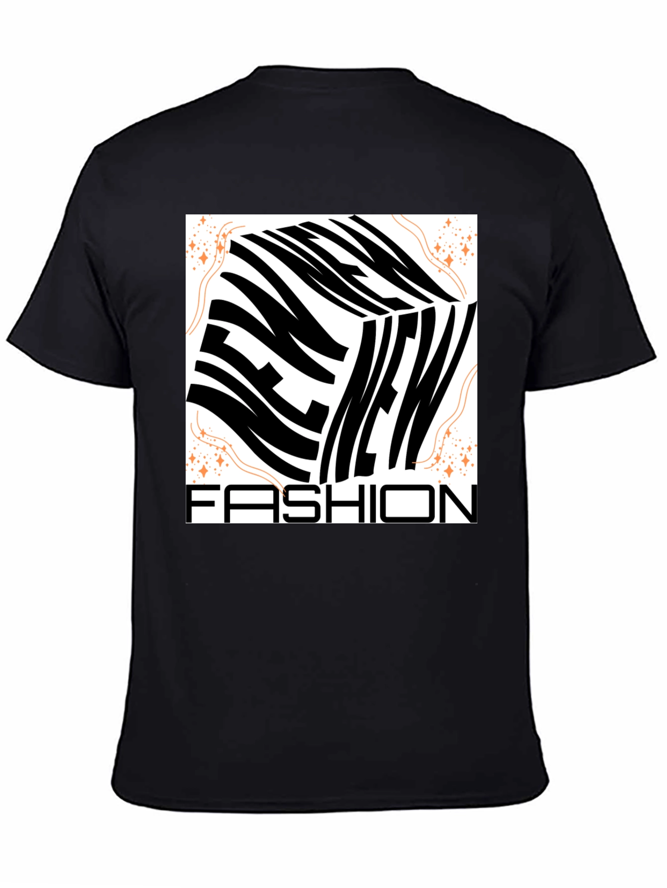Black New Fashion Graphic Tee - Men's Black Crew Neck view 4