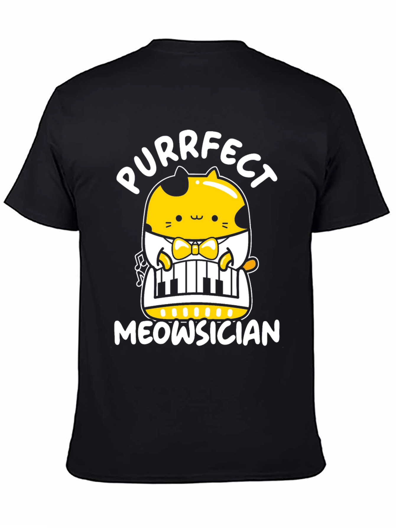 Black Purrfect Meowsician T-Shirt view 4