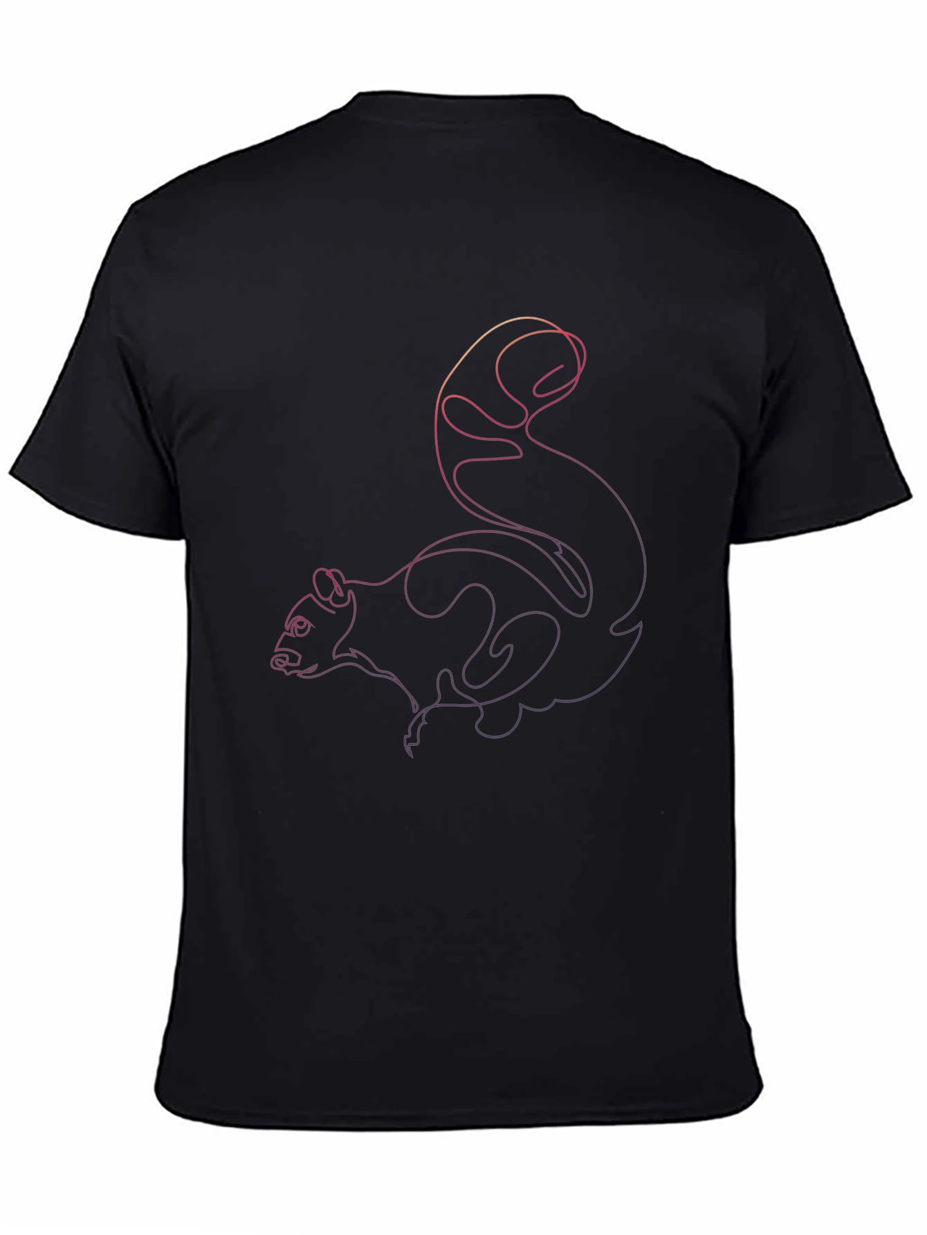 Black Squirrel Line Art Graphic Tee - Black Unisex T-Shirt view 4