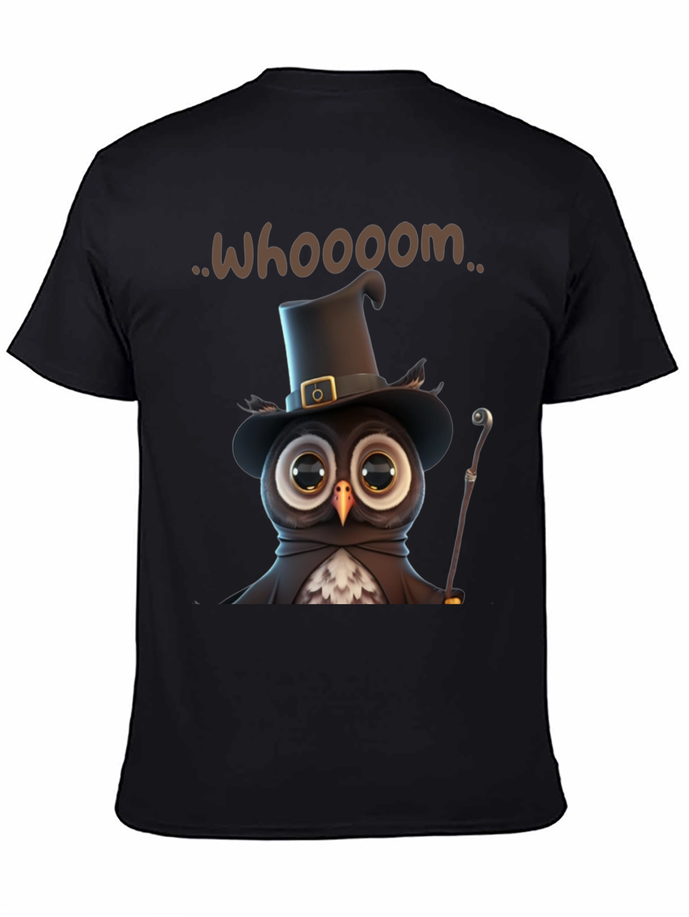 Black Whimsical Owl Graphic T-Shirt view 4