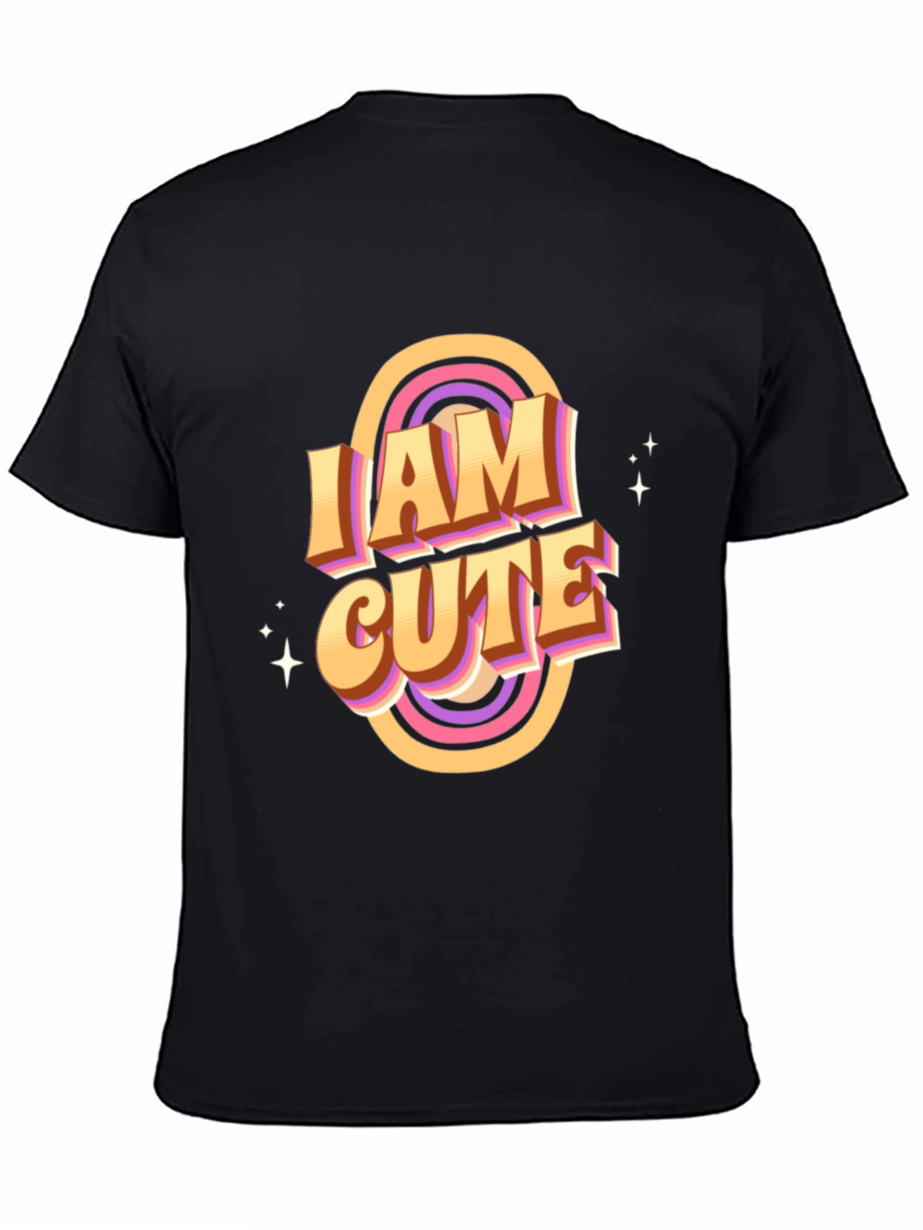 Black I Am Cute Graphic T-Shirt - Retro Style view 4