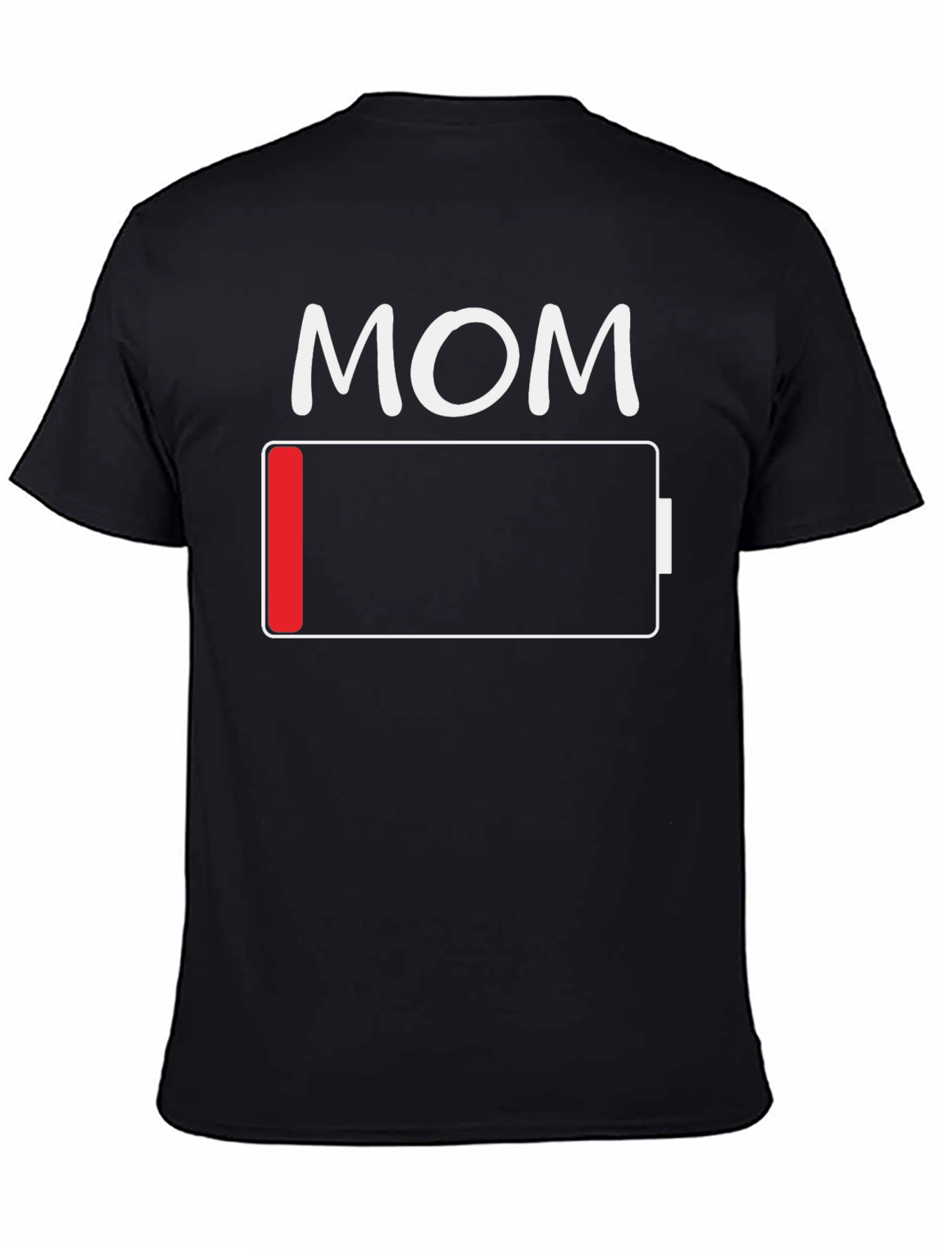 Black Mom Low Battery Funny T-Shirt view 4