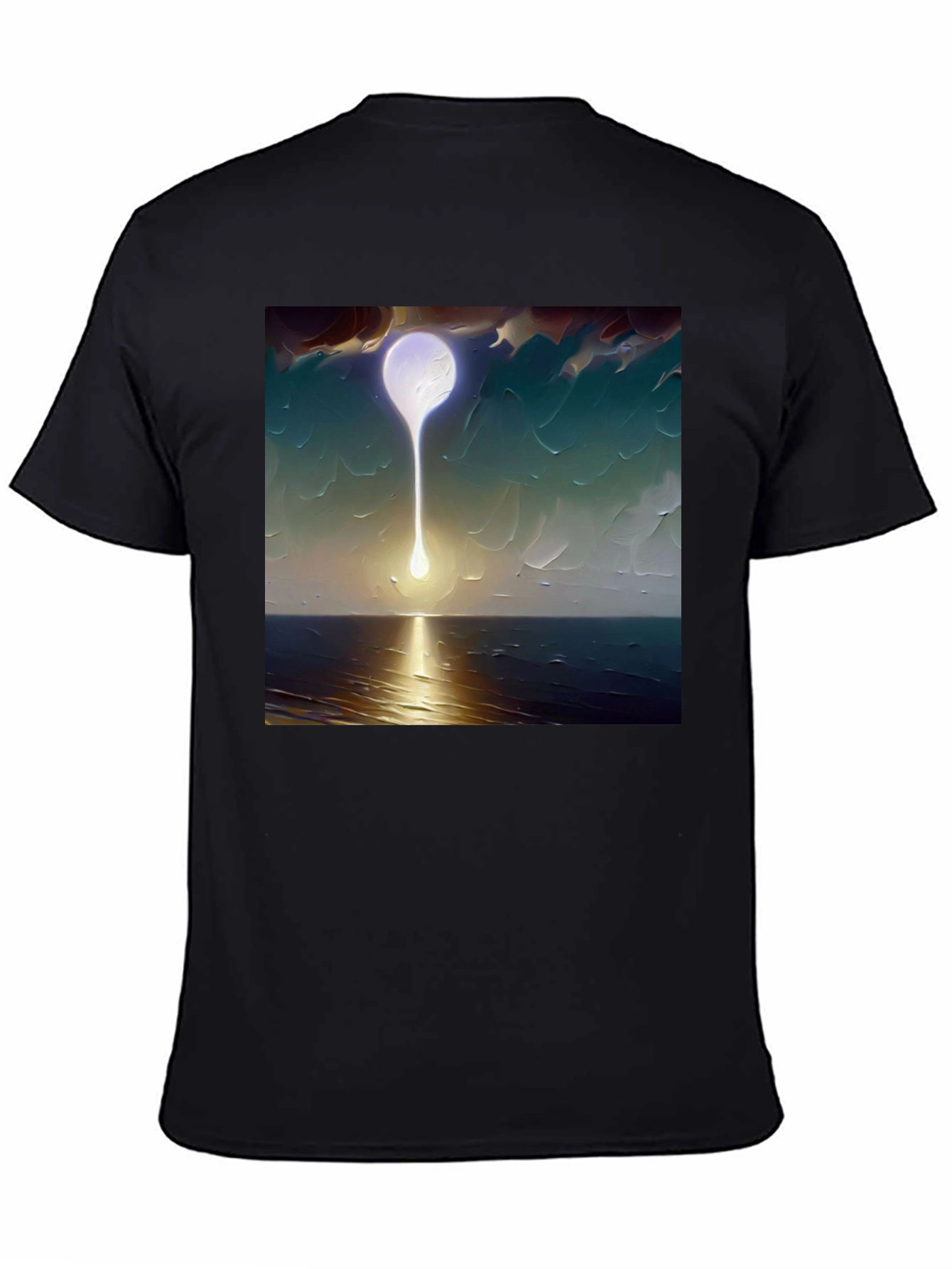 Black Abstract Moon T-Shirt - Artistic Graphic Tee view 4