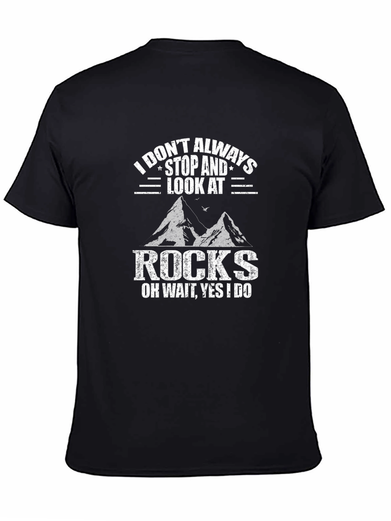 Black Funny Rock Lover T-Shirt - I Look At Rocks Tee view 4