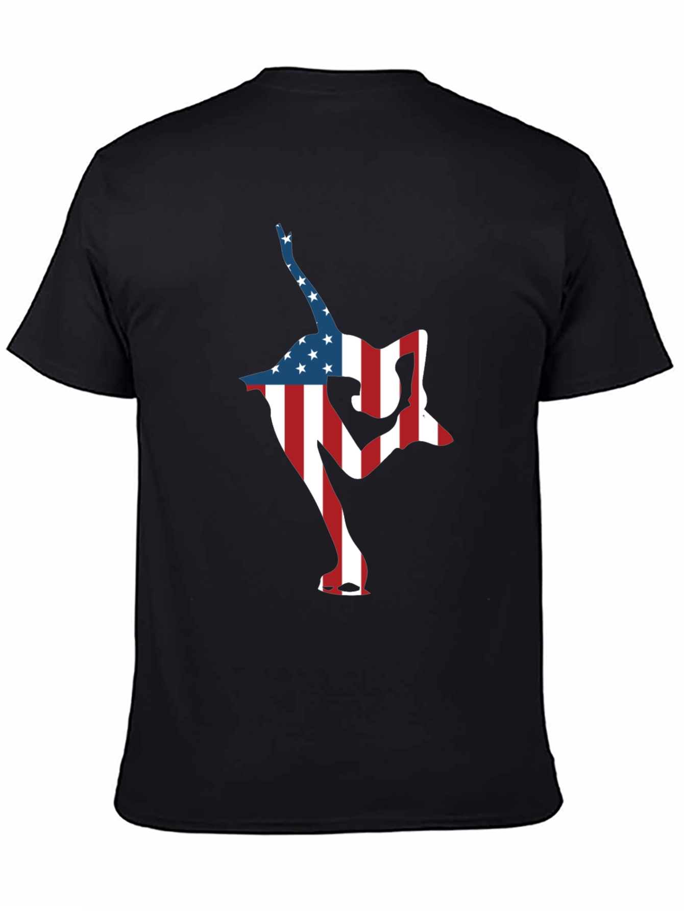 Black USA Flag Gymnast Black T-Shirt view 4