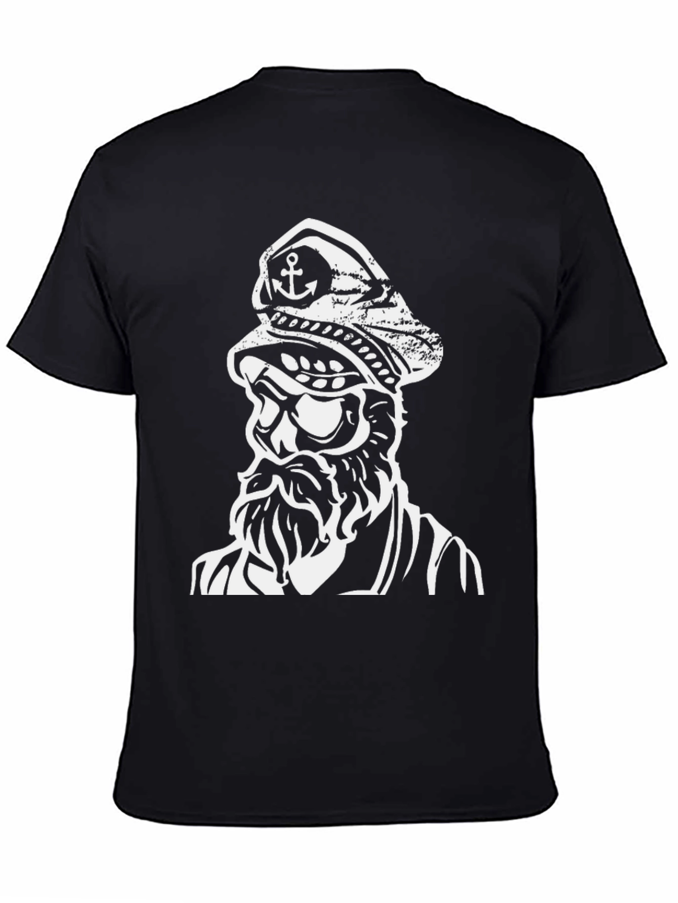Black Nautical Captain Graphic Black T-Shirt view 4