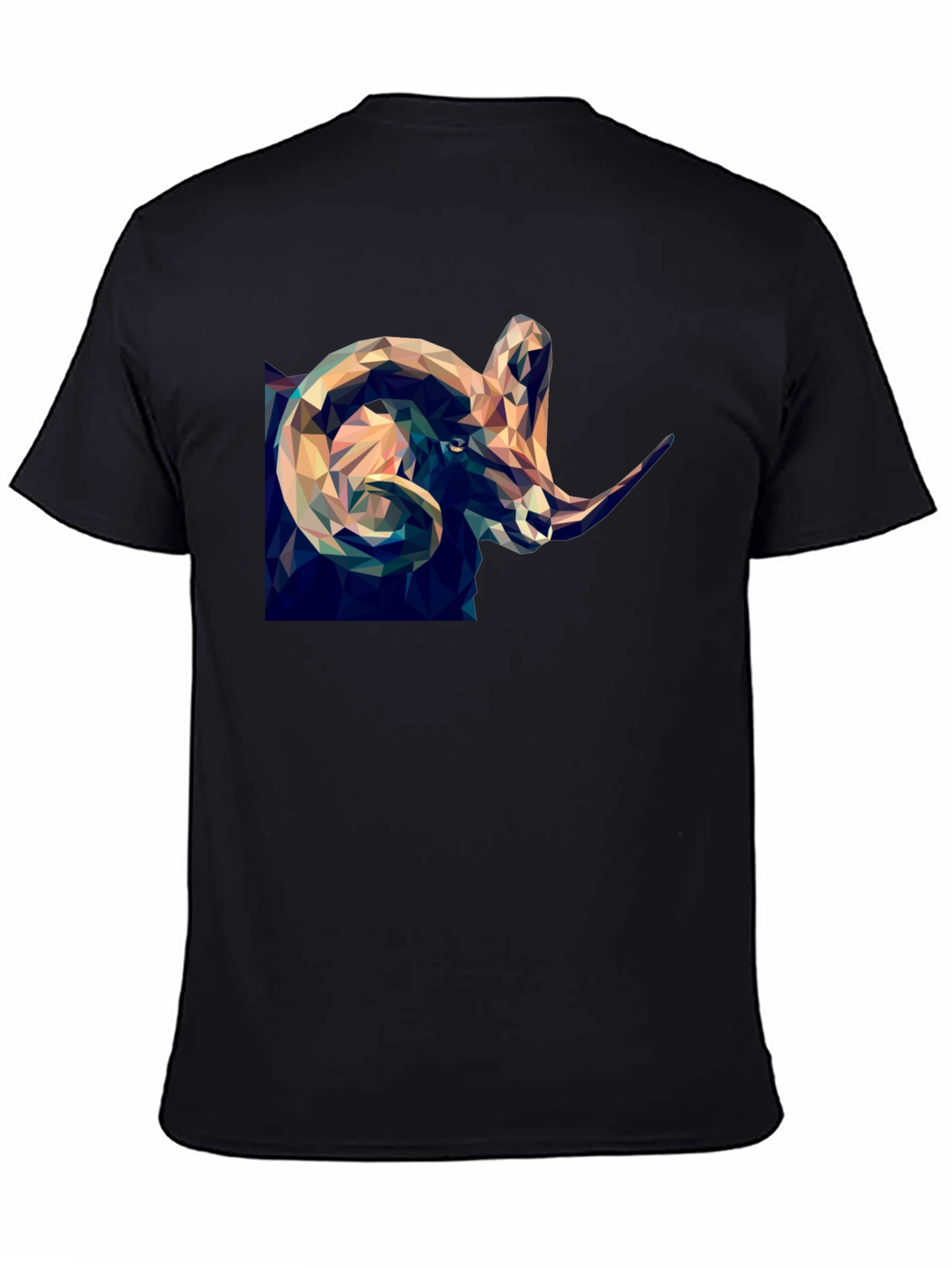 Black Geometric Ram Graphic Print Black T-Shirt view 4