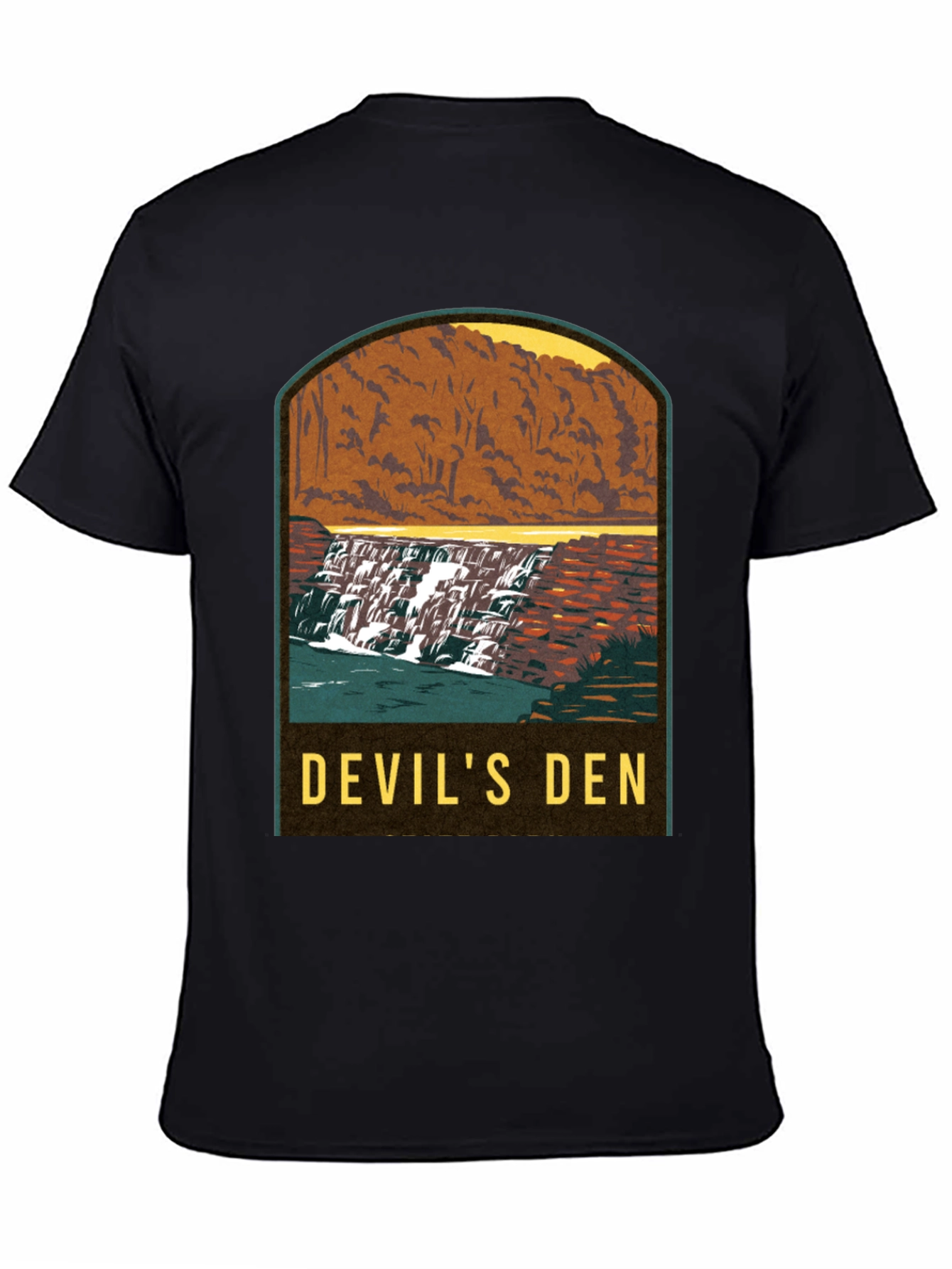 Black Devil's Den Waterfall Graphic Tee - Black view 4