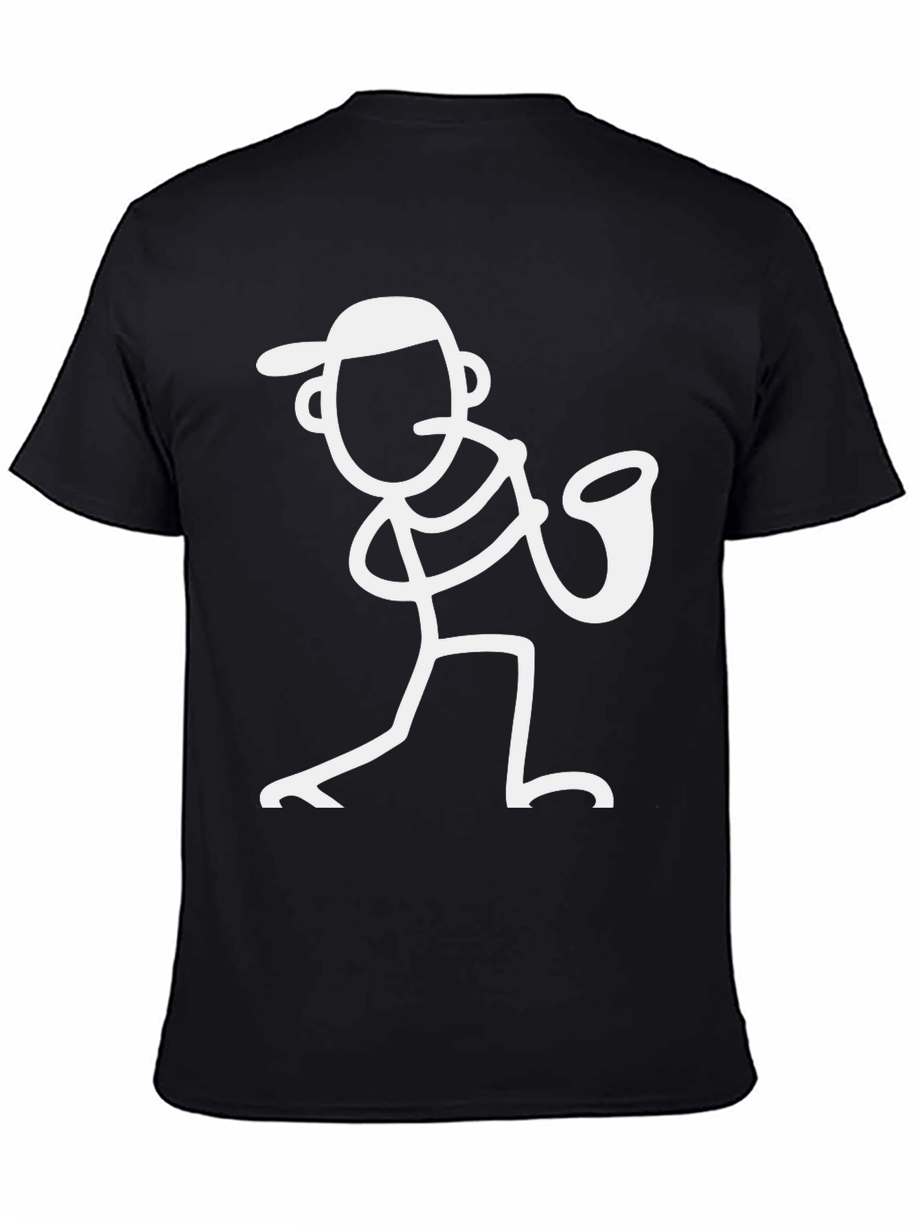 Black Saxophone Stick Figure Graphic Tee view 4