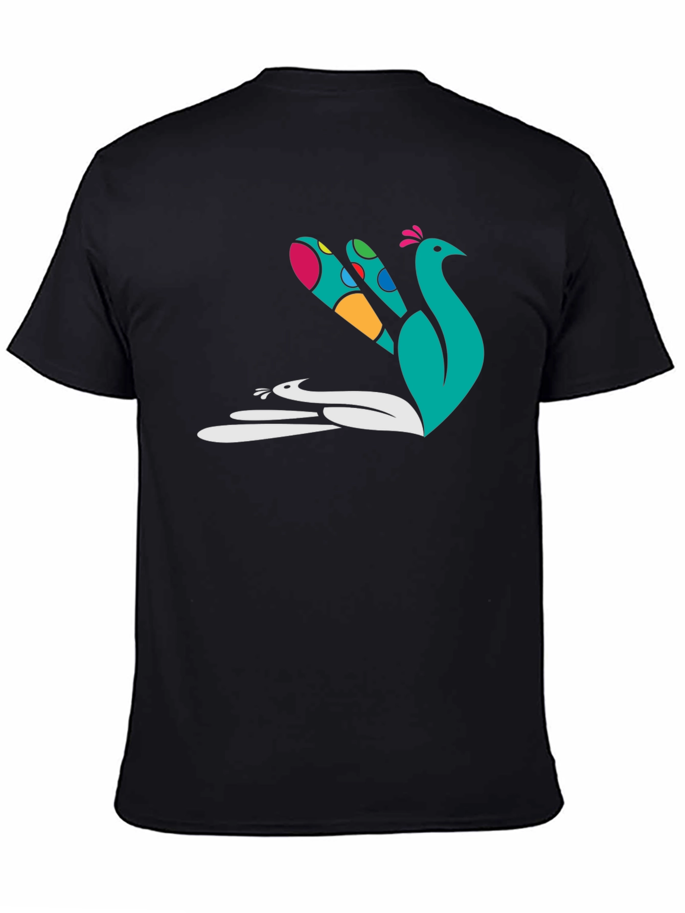 Black Peacock Graphic Tee - Stylish Cotton T-Shirt view 4
